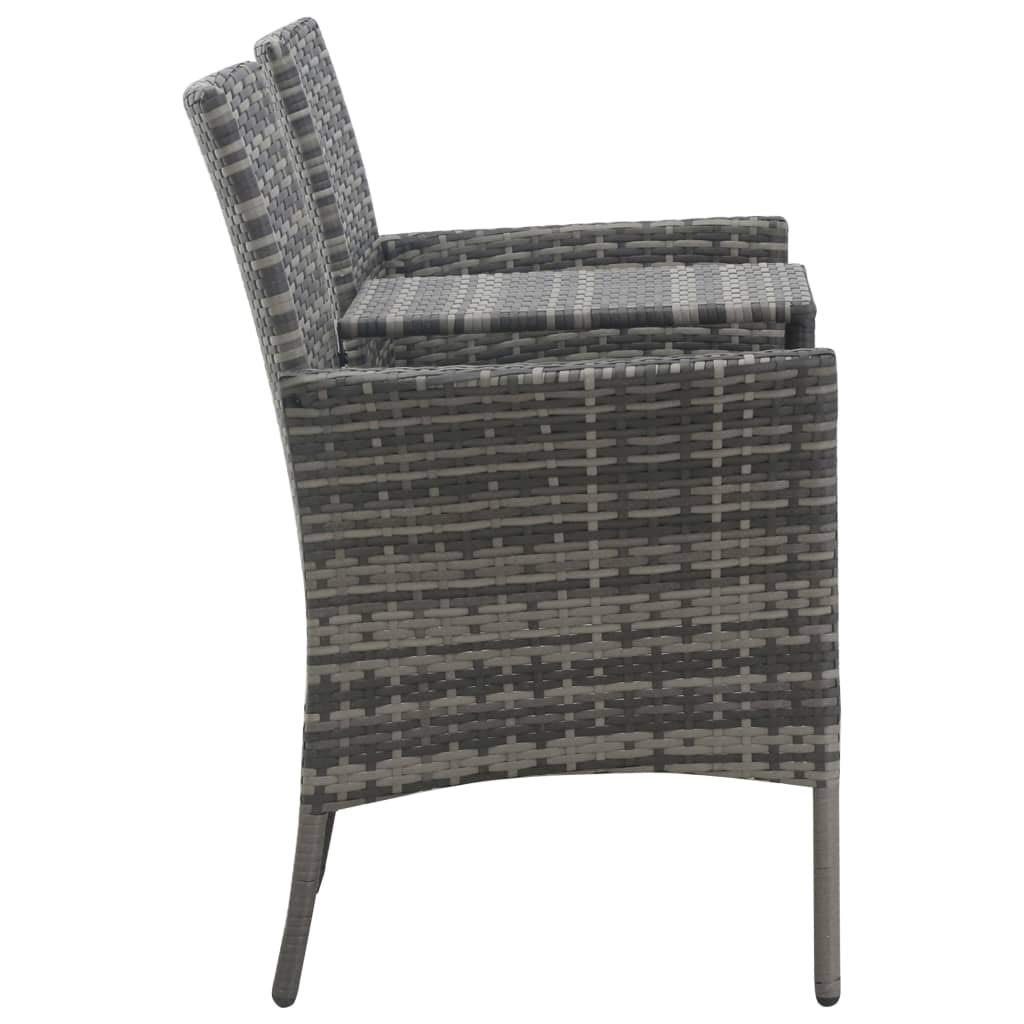 vidaXL Modern 2-Seater Patio Sofa Set with Tea Table - Weather-Resistant Lightweight Poly Rattan Outdoor Furniture in Anthracite - Perfect for Garden, Balcony, and Poolside Relaxation