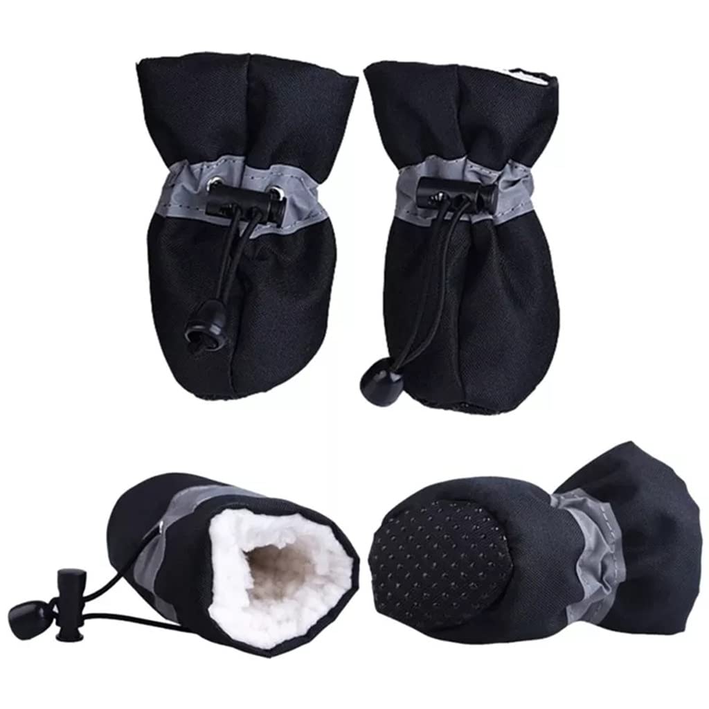 Anti-Slip Dog Boots for Winter - 4PCS Soft-Soled Puppy Shoes with Paw Protection | Waterproof Pet Booties for Snow, Ice & Outdoor Adventures (Black, Size 3) - Ideal for Walking, Hiking & Cold Weather Paw Care