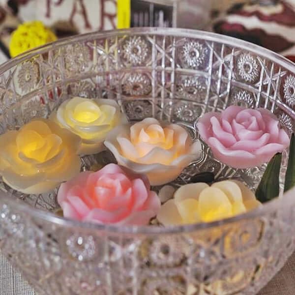 Efavormart Set of 4 Rose Gold Floating Candles - Unscented Blush Pink Wedding Centerpiece Decor for Table, Bathroom, Pool & Home Decoration