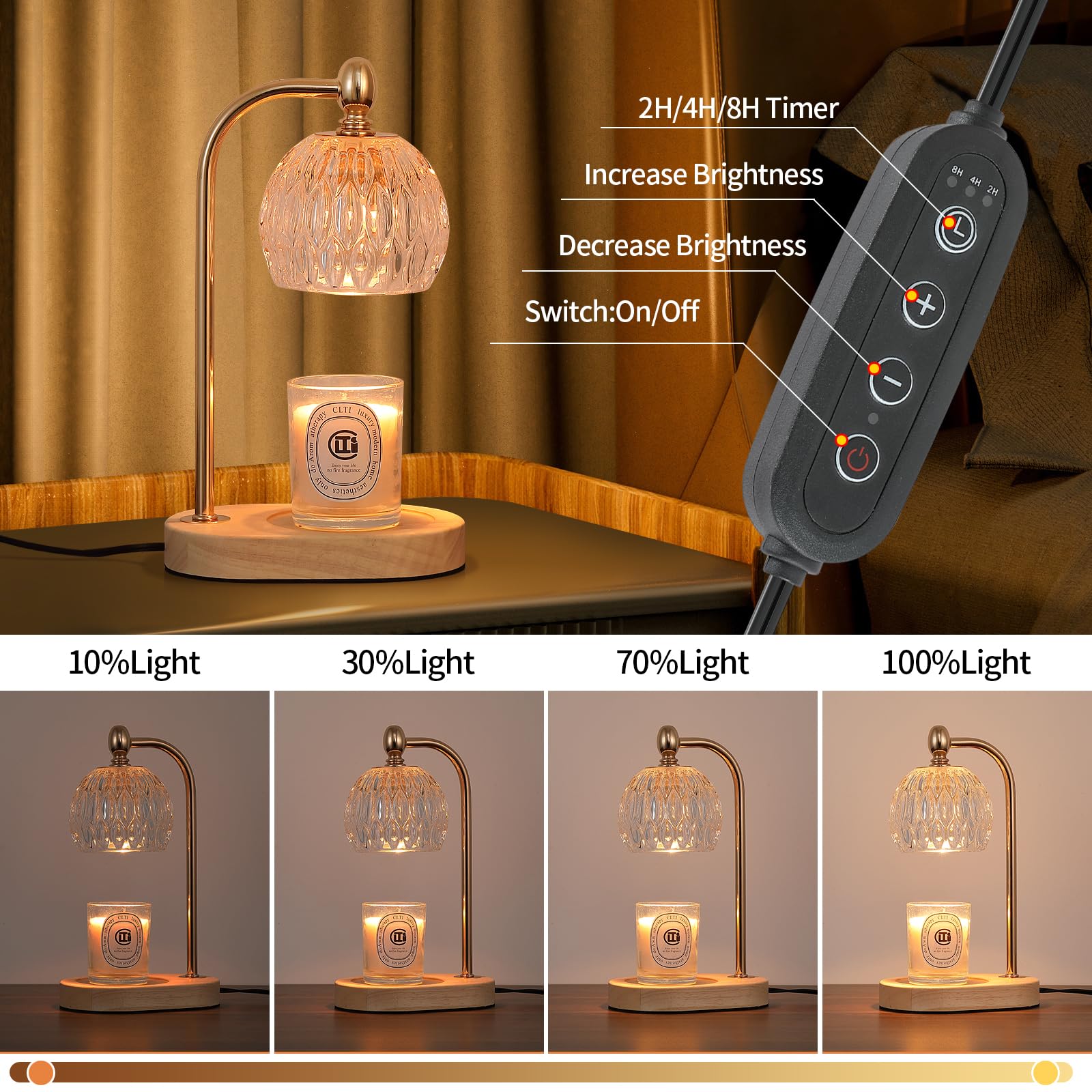 Electric Candle Warmer Lamp with Timer & Dimmer - Fragrance Wax Melter for Home, Bedroom, Living Room Decor - Perfect Gift for Women with 2 Bulbs - Ideal for Relaxation, Aromatherapy & Cozy Ambiance