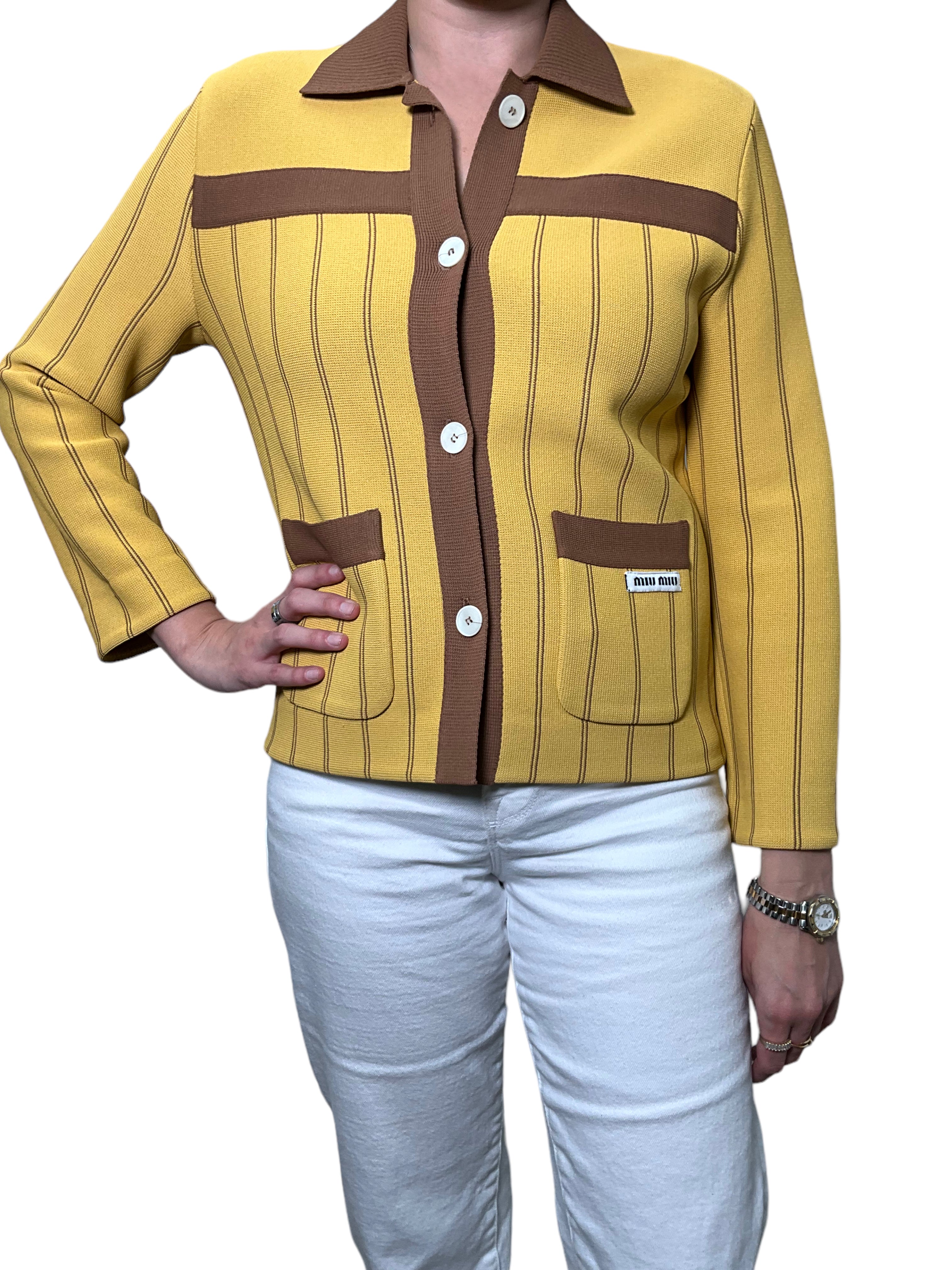 Miu Miu Women's Double Knit Button Down Sweater - Size Small | Soft & Stylish Pullover for Casual Wear, Office Outfits & Fall Layering