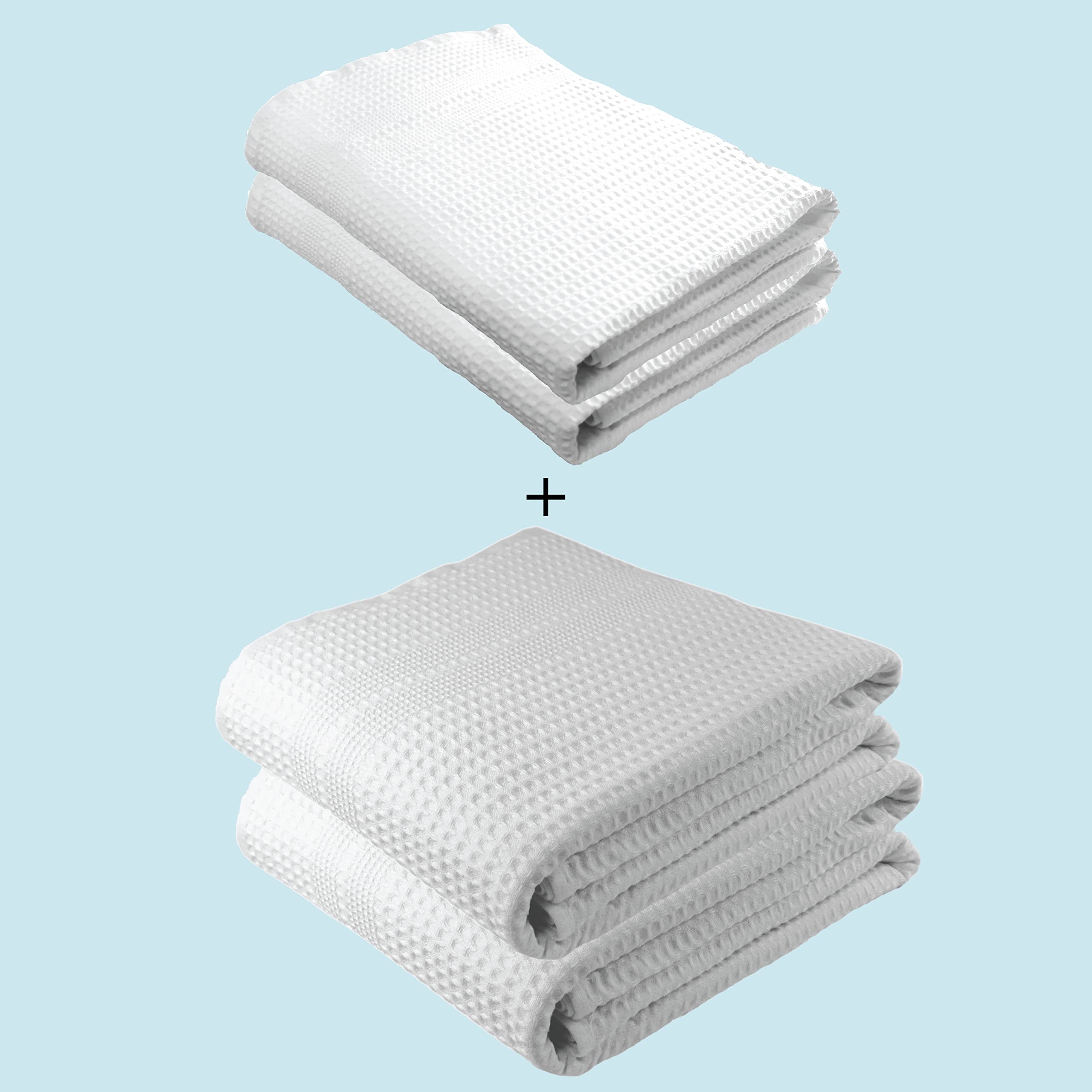 Premium GILDEN TREE 6-Piece Bath Towel Set - 2 Bath Towels & 2 Bath Sheets (White) - Ultra Soft & Absorbent Cotton Towels for Spa, Hotel, or Home Bathroom Luxury