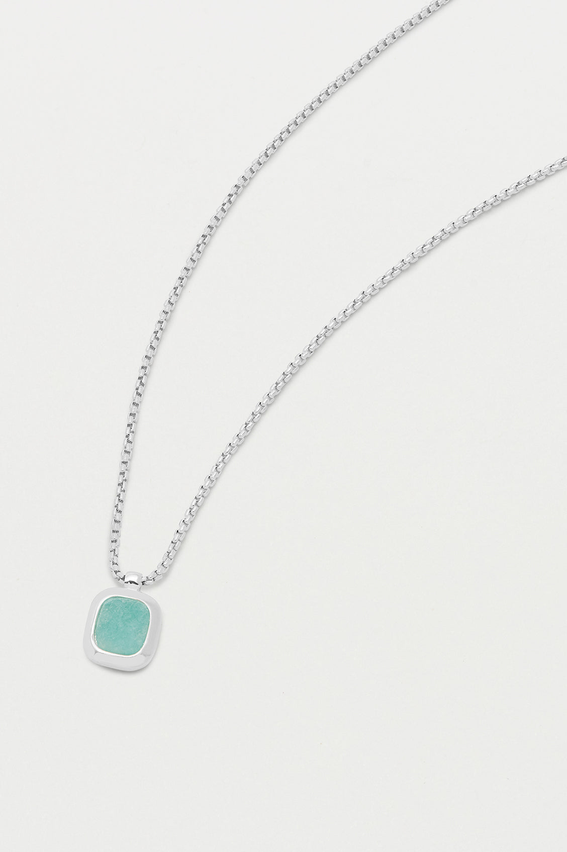 925 Sterling Silver Plated Amazonite Gemstone Tablet Pendant Necklace EBN5137S - Perfect for Meditation, Yoga & Spiritual Healing Jewelry