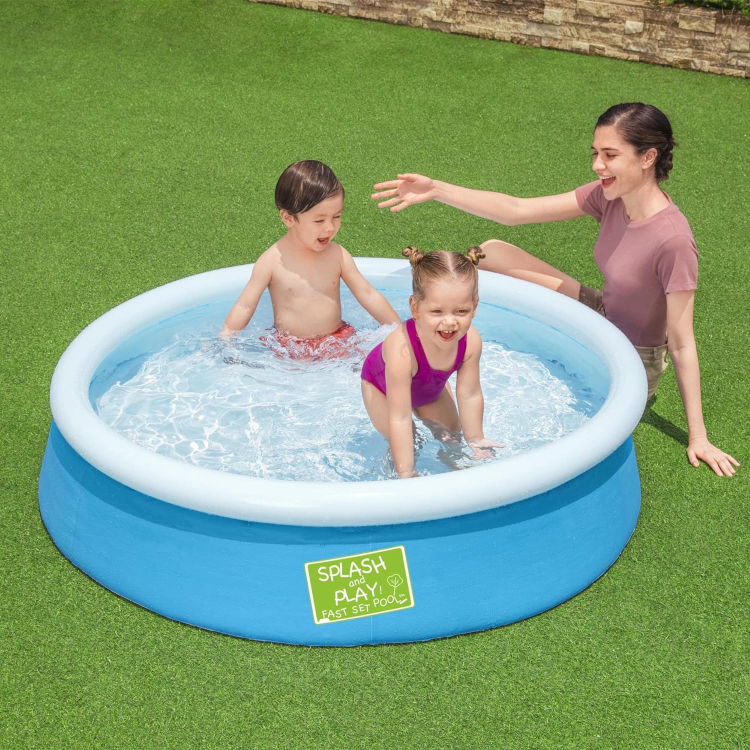Bestway Fast Set Splash Pool for Kids - 5' x 15' Inflatable Swimming Pool, Easy Setup, Durable PVC Material, Outdoor Water Play for Summer Fun - Perfect for Backyards, Parties, and Family Gatherings