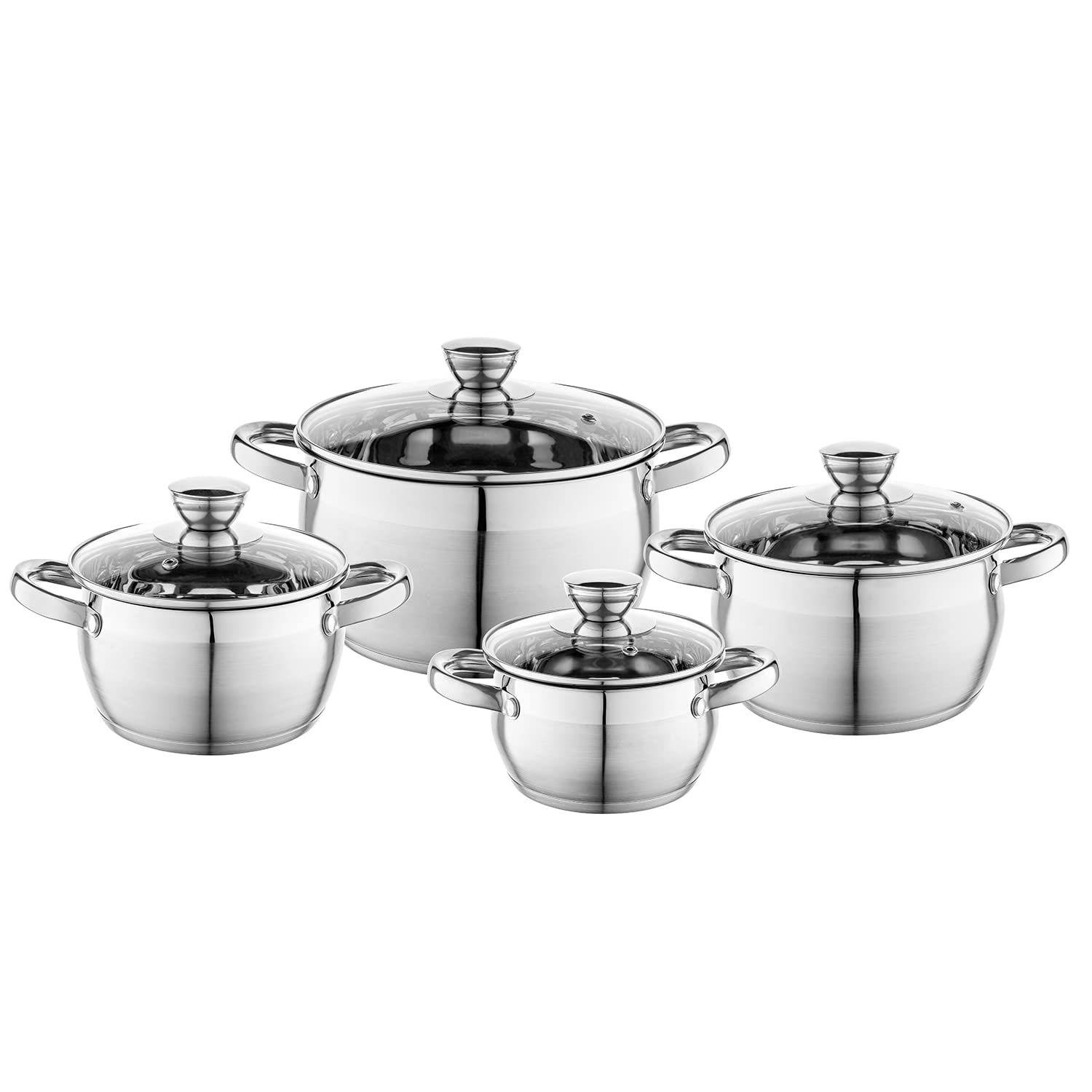 FLORINA 8-Piece Nonstick Induction Cookware Set - Stainless Steel Pots and Pans for Gas, Electric & Induction Stoves - Perfect for Home Cooking & Professional Kitchens