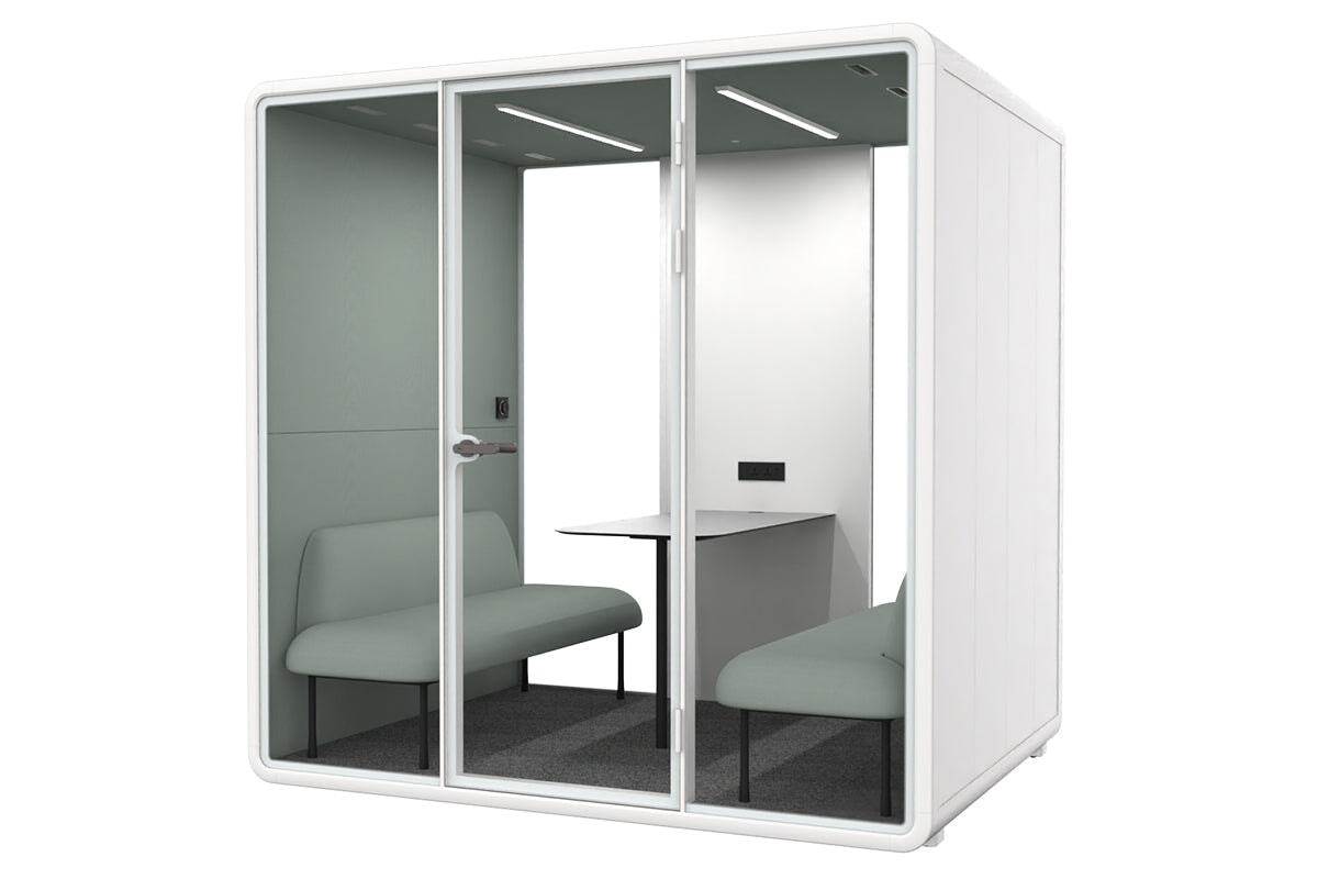 Nest 4 Person Meeting Booth with Echo Panel & Fabric - Soundproof Office Pod for Team Collaboration & Private Calls