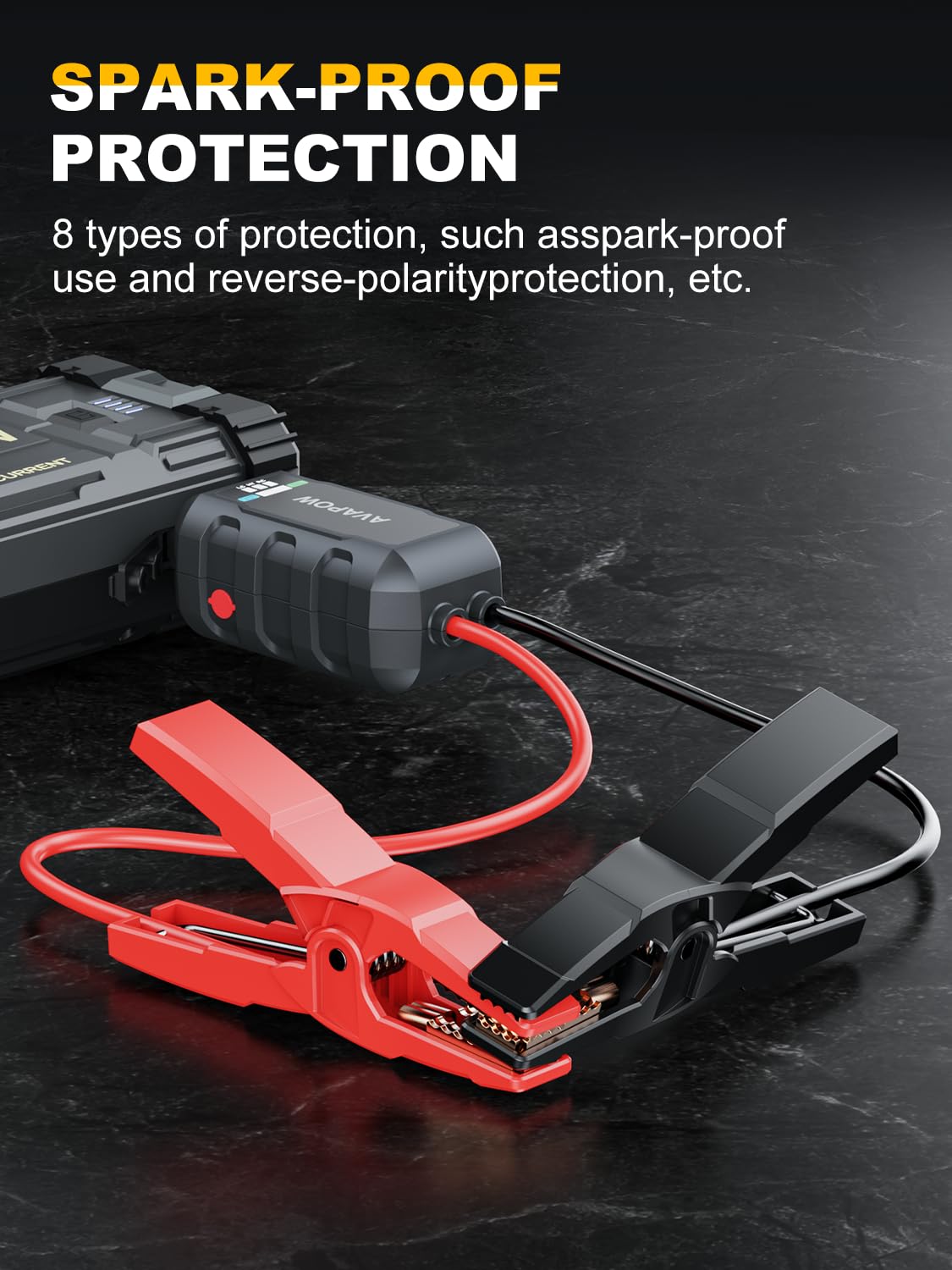 AVAPOW 4000A Peak Car Jump Starter for All Gas & 10L Diesel Engines - 12V Portable Booster Power Pack with LED Light & USB Quick Charge 3.0 - Emergency Roadside Assistance, Camping, RV Travel Power Backup