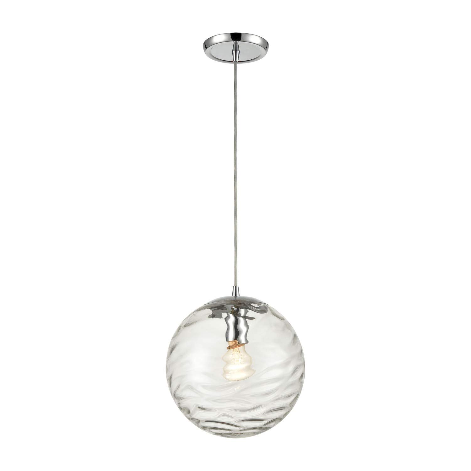 Water'S Edge 1-Light Mini Pendant Light Fixture in Polished Chrome with Water Glass Shade - Perfect for Kitchen Island, Dining Room, or Entryway Lighting