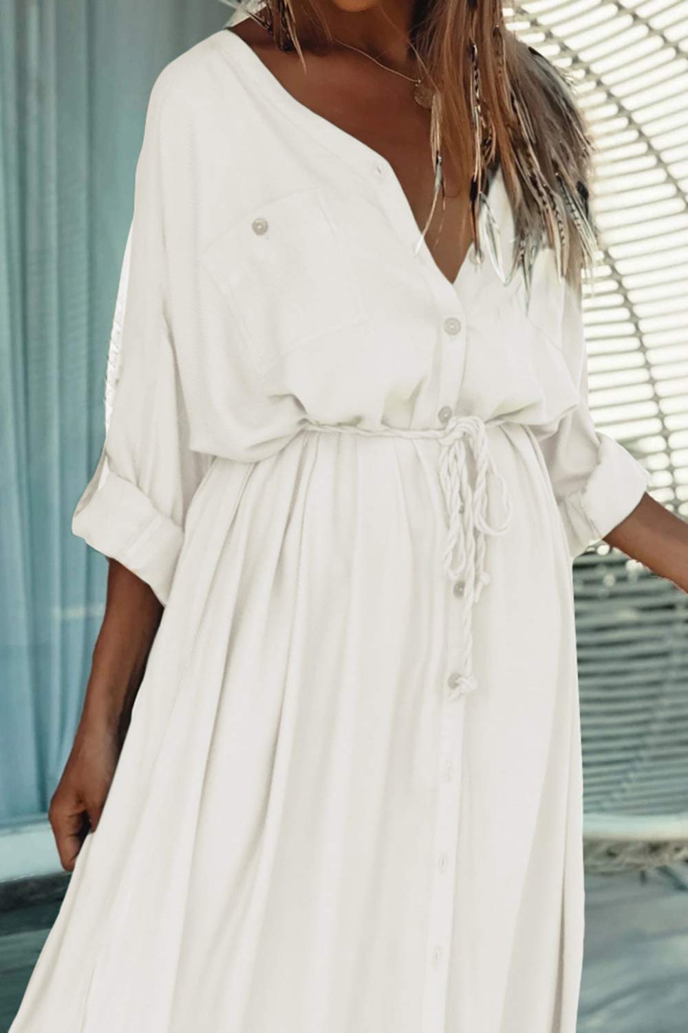 Bohemian Long Kaftan Kimono Maxi Dress for Women - Elegant Beach Cover Up, Nightgown & Summer Evening Wear | Perfect for Vacations, Pool Parties and Relaxing at Home