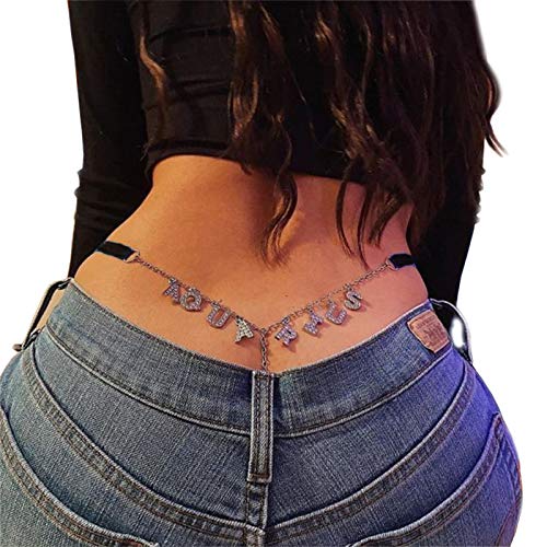 Sexy Waist Chain G-String Thong Panties with 12 Zodiac Constellation Pendant - Summer Bikini Bottoms, Belly Chain & Rhinestone Body Jewelry for Women (Aquarius) - Perfect for Beach Parties, Music Festivals & Sensual Occasions