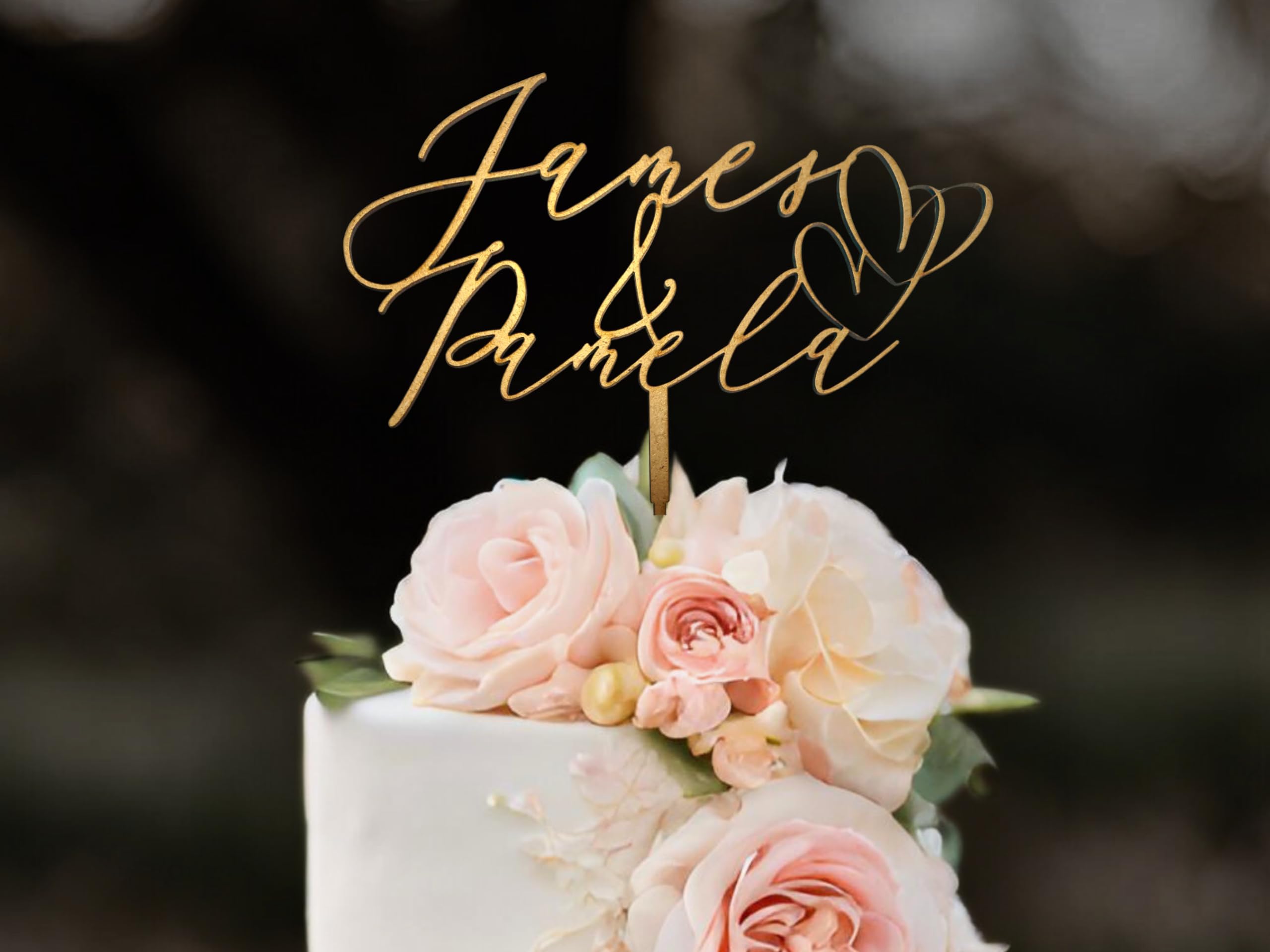 Custom Wedding Cake Topper - Personalized Bride & Groom Name Cake Topper for Engagement & Wedding Cakes - Unique Wedding Gift for Couples - Perfect for Anniversary, Bridal Shower & Reception Decor