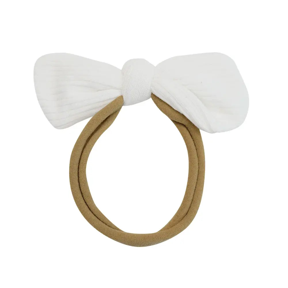 Kyte Baby Ribbed Nylon Bow Headband - Soft Cloud Color Hair Accessory for Newborns, Infants & Toddlers - Perfect for Photoshoots, Birthday Parties & Everyday Outfits