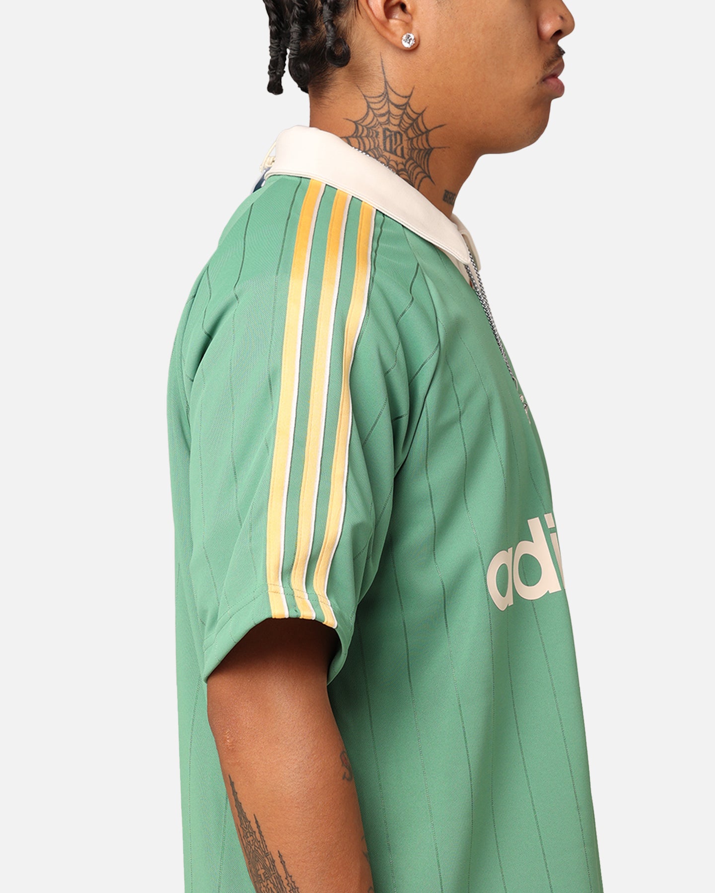 Adidas Pinstripe Jersey - Vintage Green Soccer Shirt for Men | Authentic Preloved Football Jersey for Training & Match Days