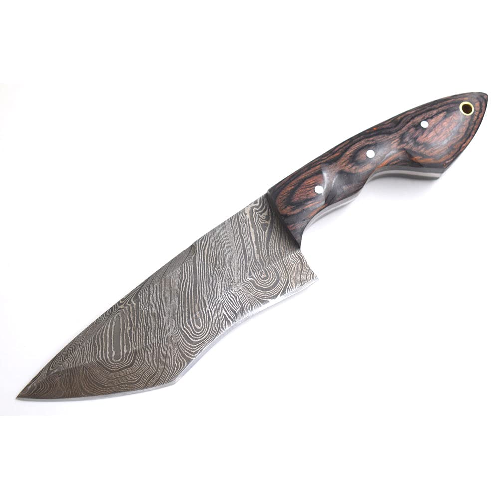 Premium Wild Turkey Damascus Steel Hunting & Chef Knife - Full Tang Handcrafted Blade with Leather Sheath - Ideal for Outdoor Camping, Cooking & Survival Adventures