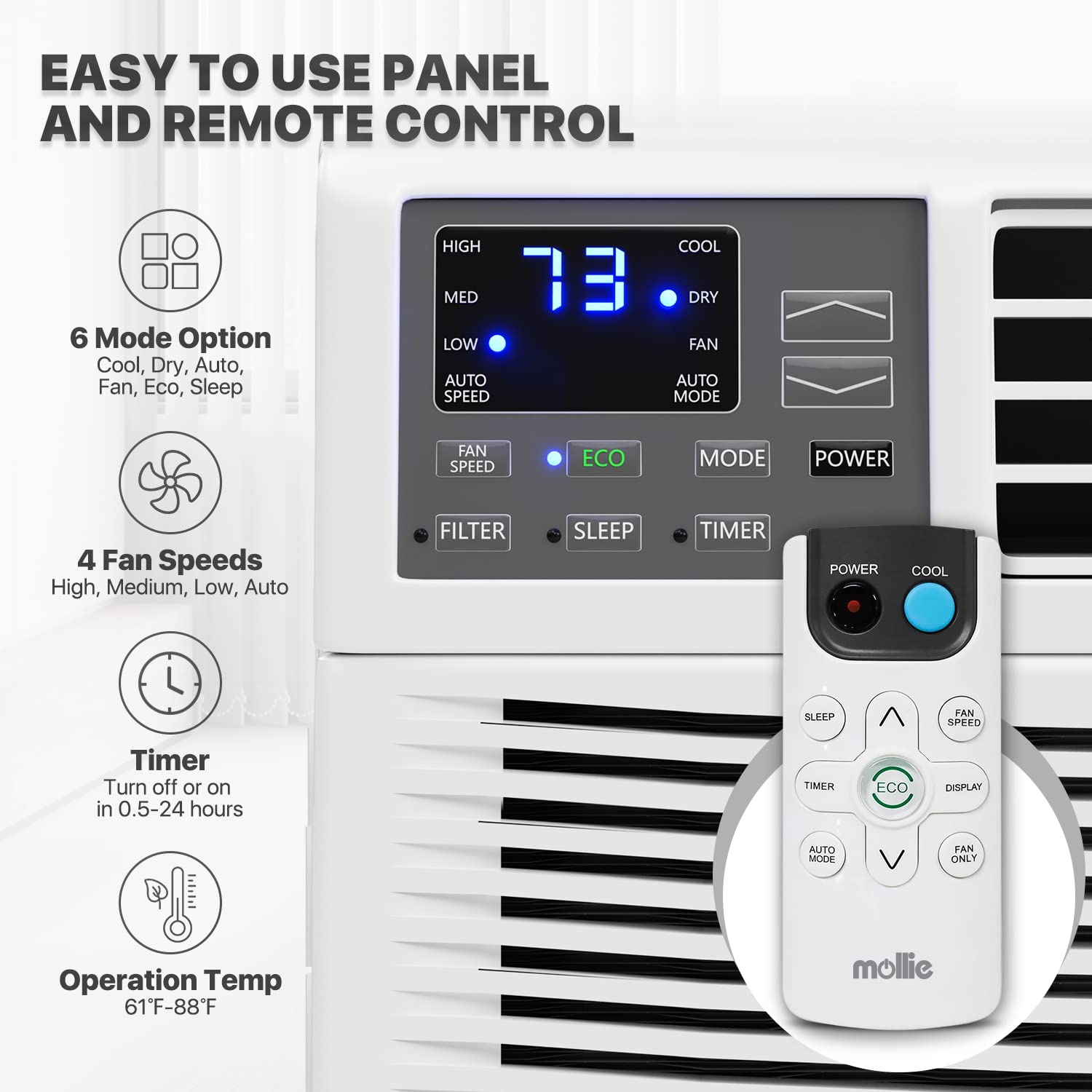 12000 BTU Window Air Conditioner - Powerful Cooling for Rooms Up to 450 Sq.Ft | 3-Speed Modes, Programmable Timer | Perfect for Bedrooms, Living Rooms & Home Offices