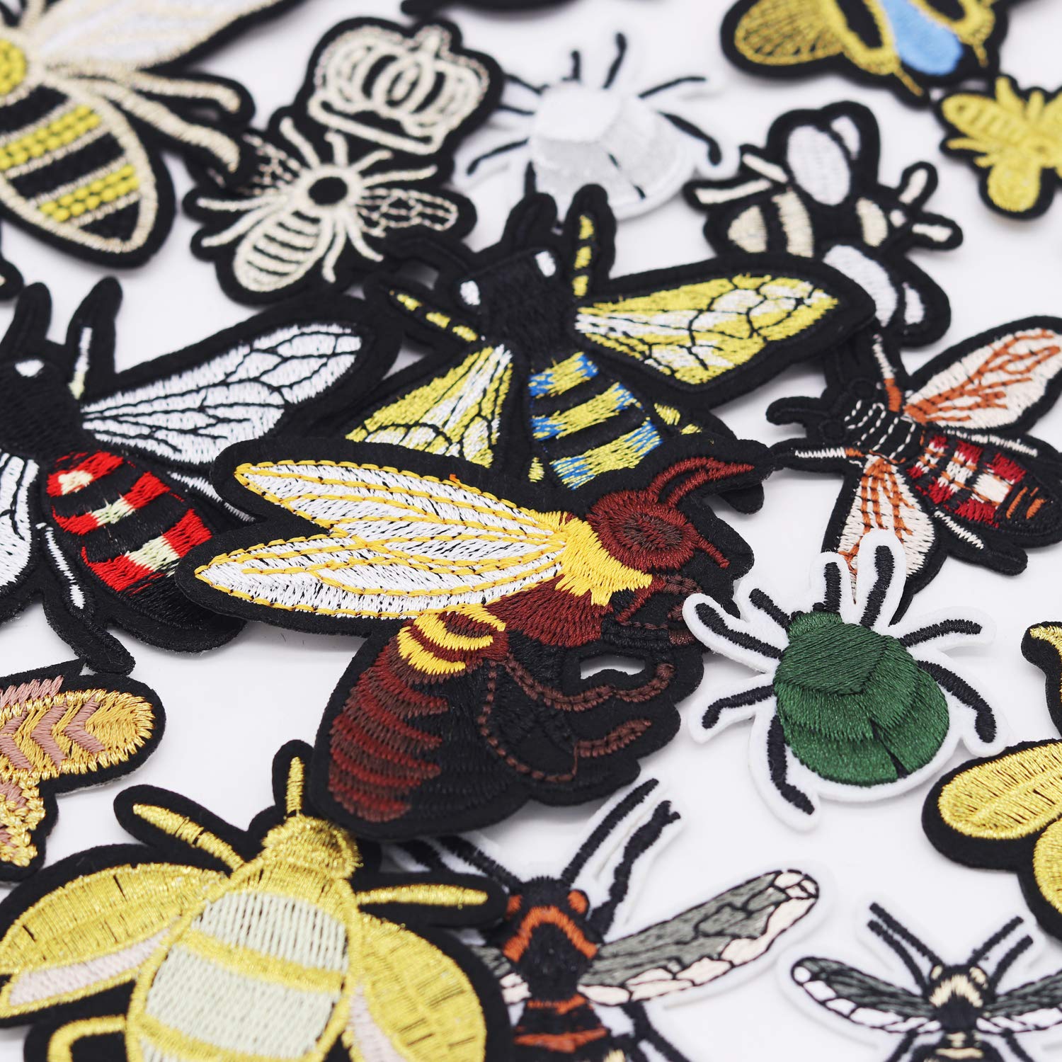 20pcs Bee Bumblebee Iron On Patches - Embroidered Insect Applique for DIY Jeans, Jackets, Kids Clothing, Bags & Hats - Custom Sew On Patches for Crafts & Fabric Decor - Perfect for Costumes, School Projects & Fashion Upcycling (Bee Design)