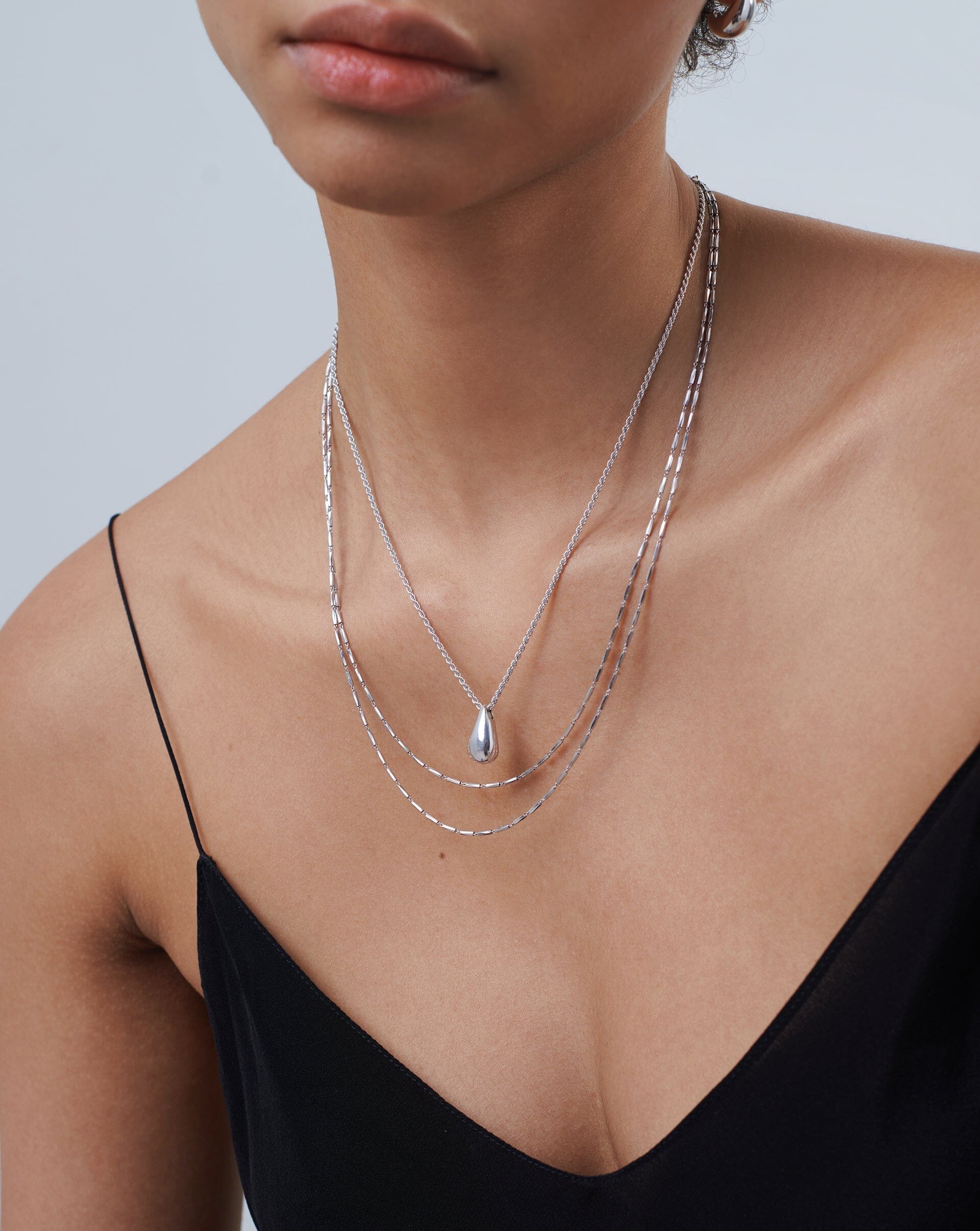 Sculptural Droplet Pendant Necklace - Sterling Silver Jewelry for Women | Elegant Gift for Her, Wedding, Anniversary & Special Occasions