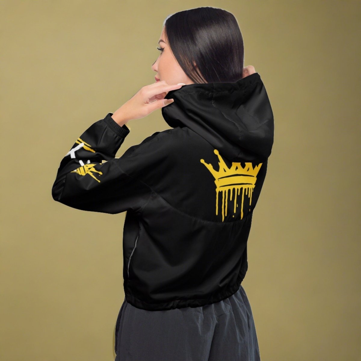 Resilience Reigns Cropped Windbreaker Jacket - Just For Today Edition | Lightweight Waterproof Outdoor Running & Hiking Windbreaker for Women
