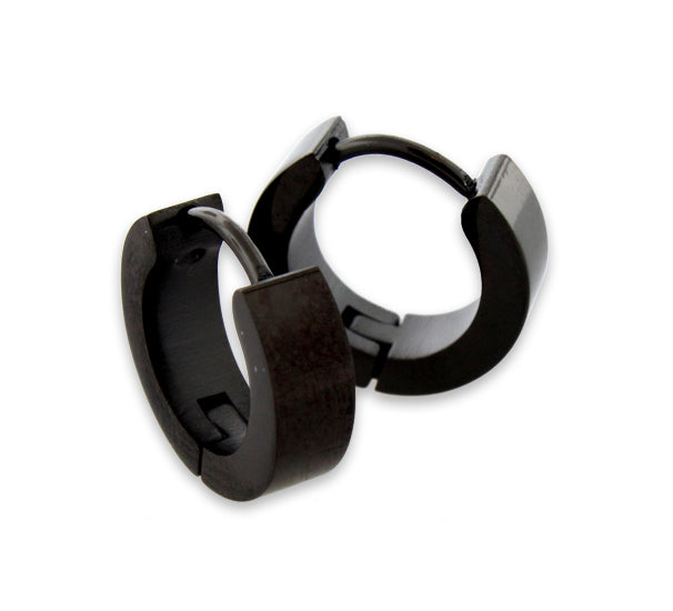 4mm Black Stainless Steel Huggie Earrings for Women - Hypoallergenic, Lightweight & Comfortable for Everyday Wear
