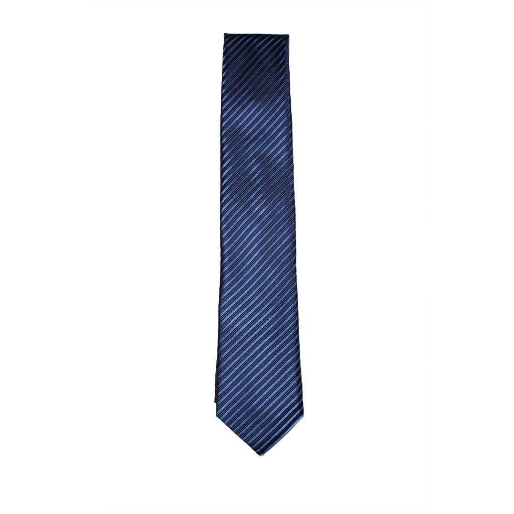 Premium HEMLEY Stripe Silk Tie for Men - Dark Navy Blue Classic Necktie for Business, Weddings & Formal Occasions