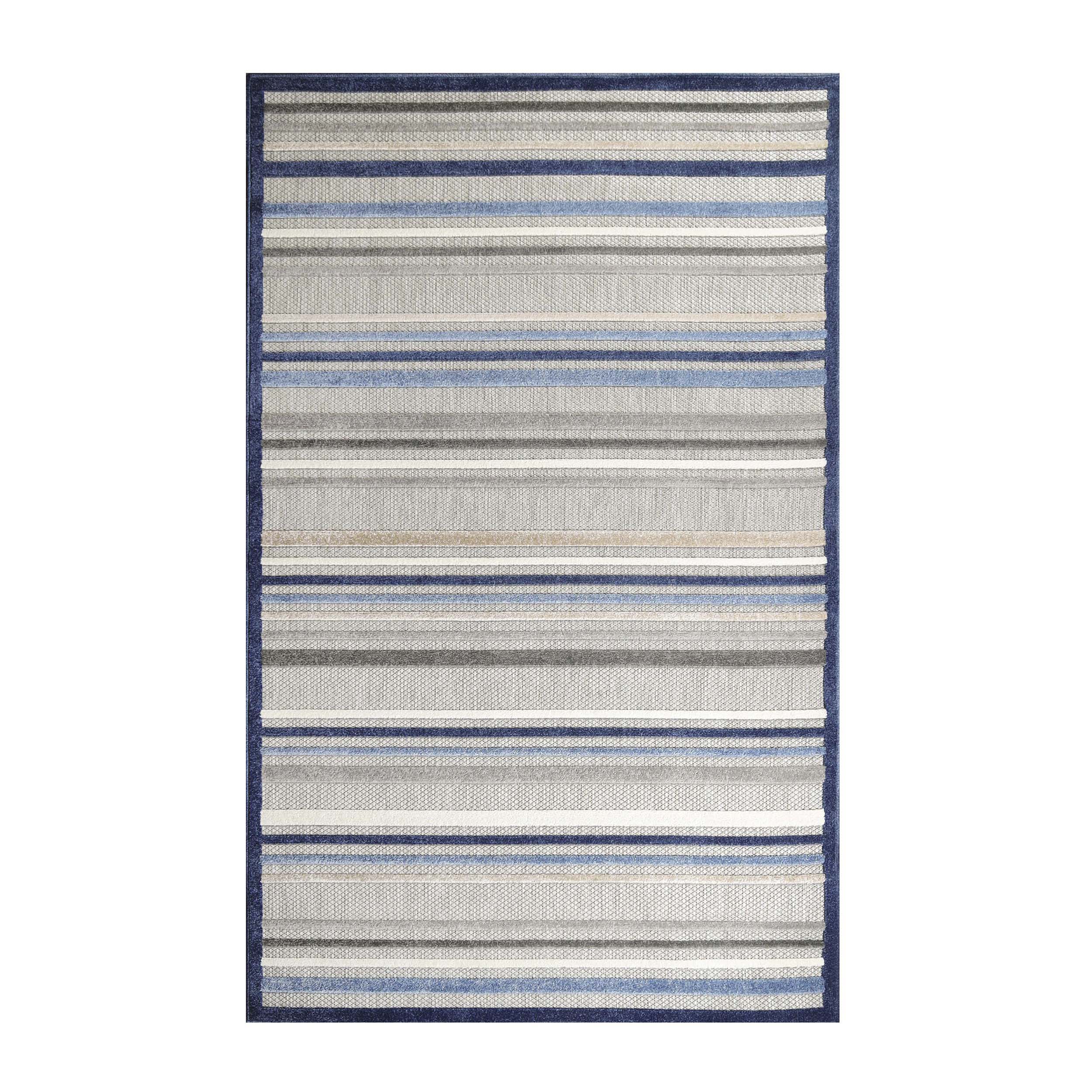 Stylish Eastyn Casual Stripe Geometric Area Rug - Soft Indoor/Outdoor Floor Mat for Living Room, Bedroom, Patio & Deck Decor