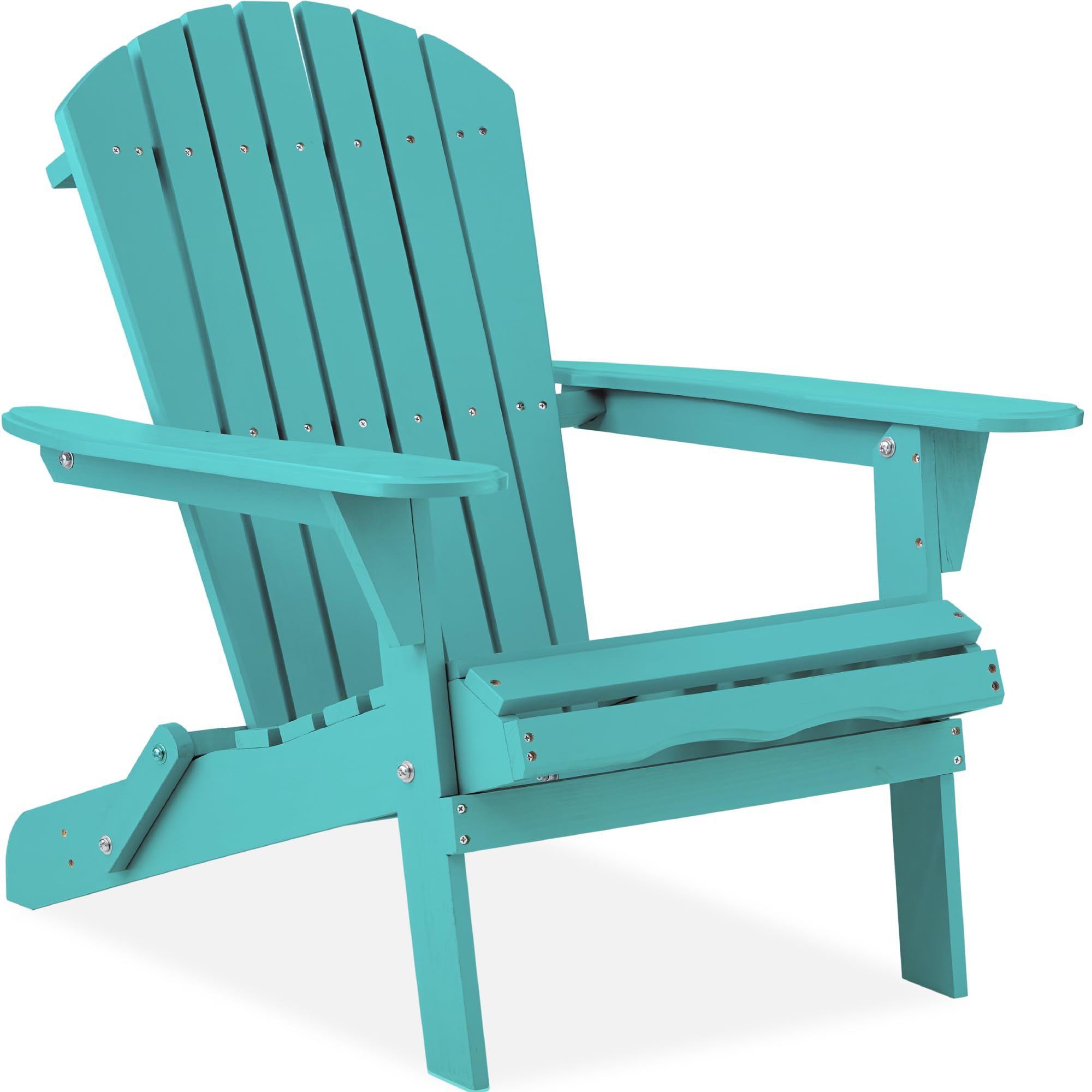 Best Choice Products Folding Adirondack Chair - Outdoor Wooden Patio Furniture with 350lb Weight Capacity, Turquoise - Perfect for Backyard, Garden, Poolside & Fire Pit Relaxation