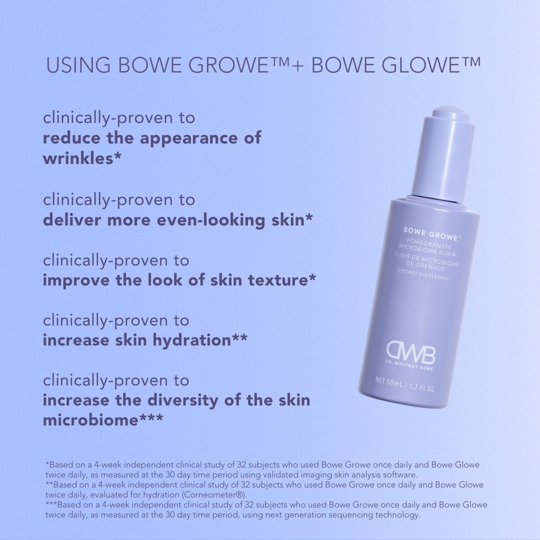 Bowe Growe Pomegranate Microbiome Water Enhancing Elixir - Skin & Gut Health Booster | Organic Probiotic Drink for Hydration & Wellness | Perfect for Daily Detox & Immune Support