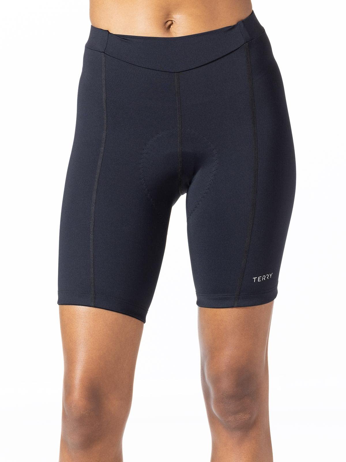 Terry Bella Women's Padded Bike Shorts - 8.5 Inch Silicone Leg Grips, Black Cycling Shorts for Mountain Biking & Road Cycling | Perfect for Outdoor Sports & Gym Workouts