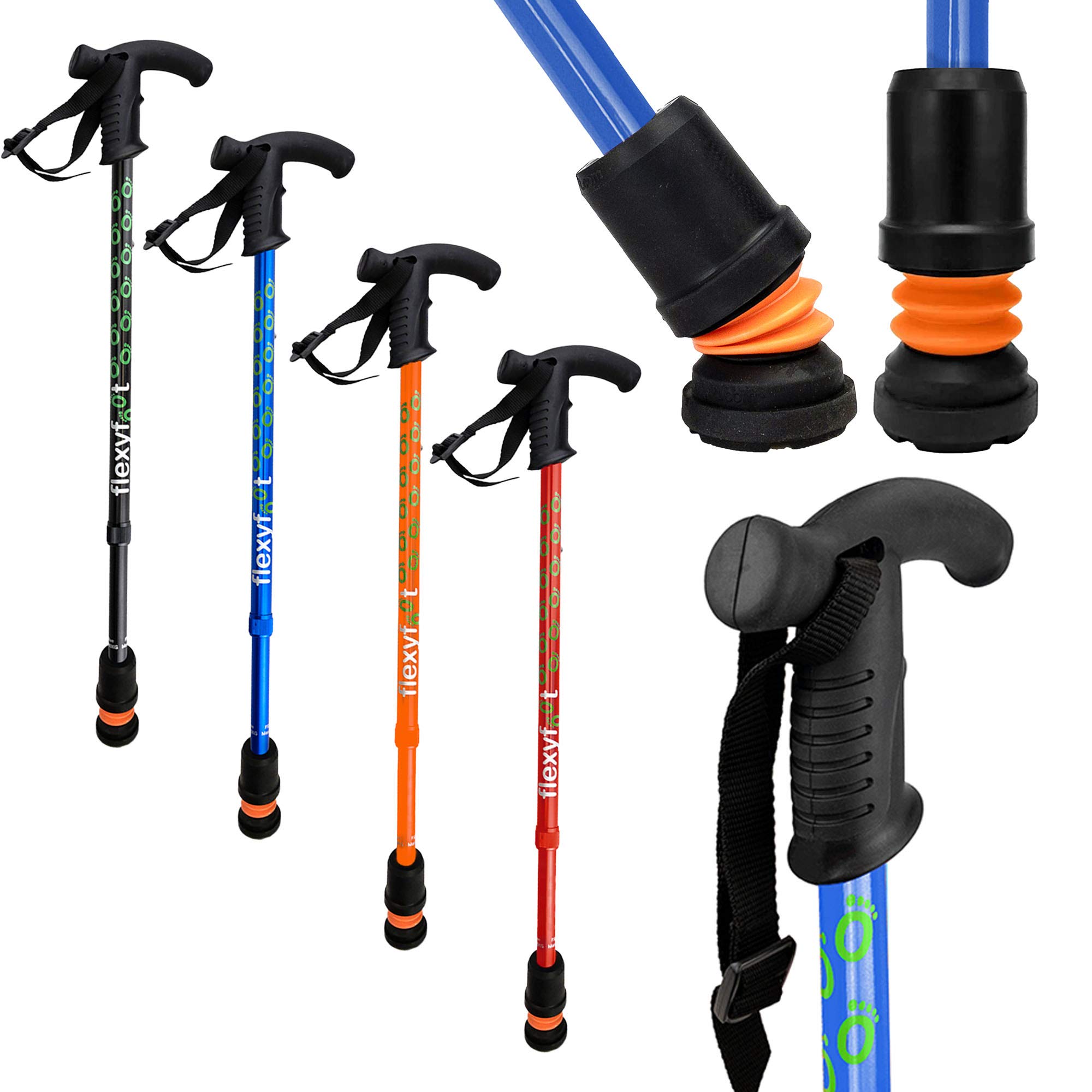Shock Absorbing Derby Handle Walking Cane - Lightweight Adjustable Mobility Aid for Seniors & Hiking - Indoor & Outdoor Use for Stability & Support