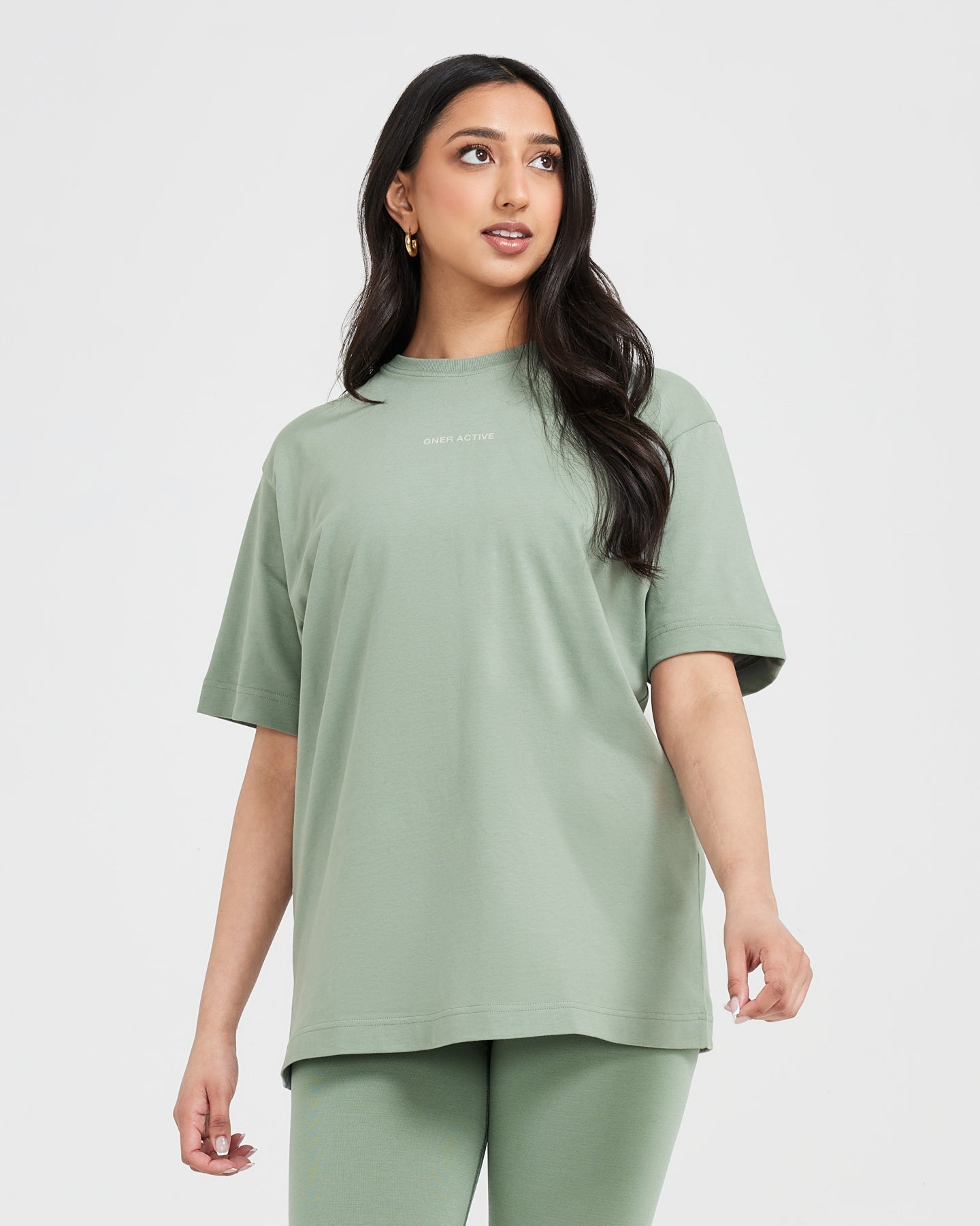 Vintage Mirror Graphic Oversized T-Shirt for Men & Women | Washed Sage Green | Casual Streetwear, Lounge & Festival Outfit
