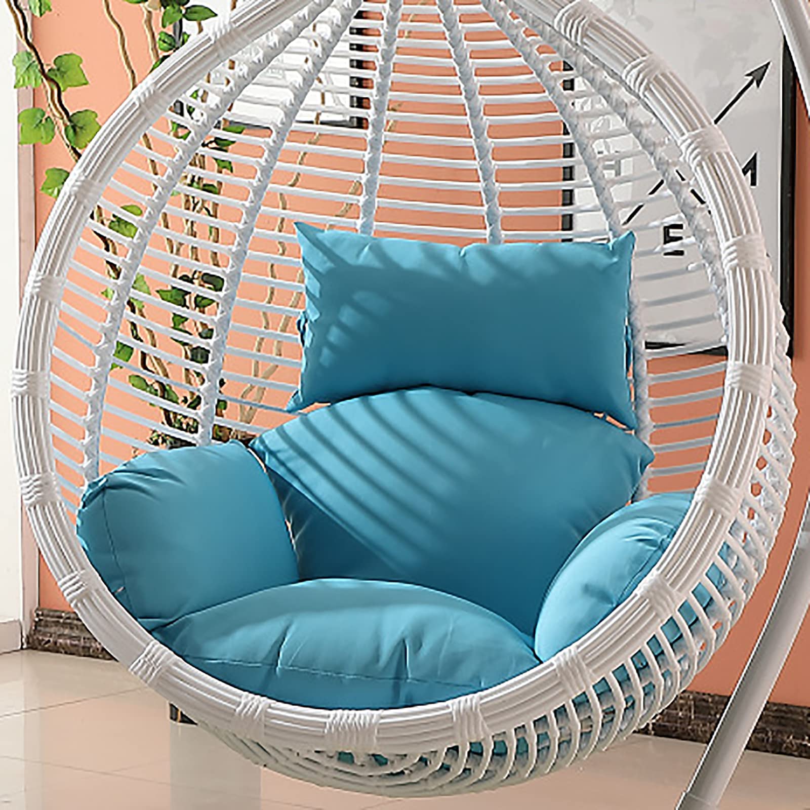 **SRHMYWGY Waterproof Hanging Egg Chair Cushion - Soft Swing Seat Pad with Back Support for Indoor, Balcony & Garden Use (Blue) - Perfect for Relaxing, Reading & Lounging**