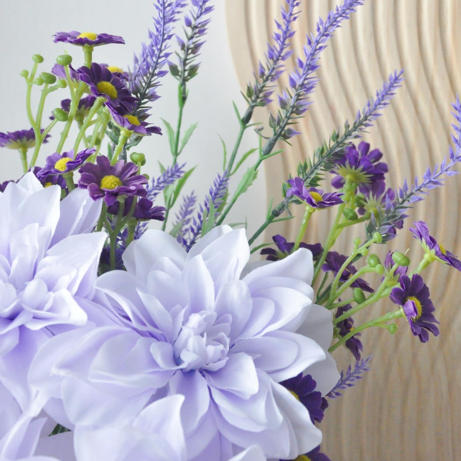 Purple Artificial Dahlia Flowers - Fake Daisy & Lavender Bouquet with Long Stems for DIY Home Decor, Office, Wedding Arrangements | Perfect for Centerpieces, Table Decor, and Party Decorations
