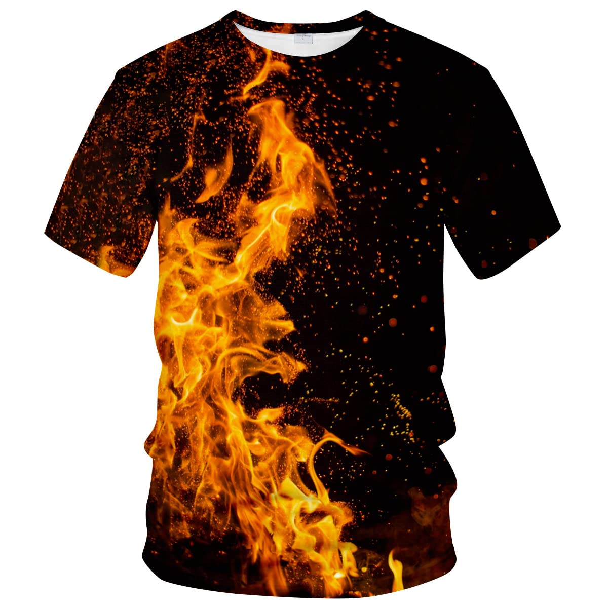 Funny Graphic Short Sleeve T-Shirt for Men & Women | 3D Printed Flame Design Casual Tee | Perfect for Parties, Gifts & Everyday Wear