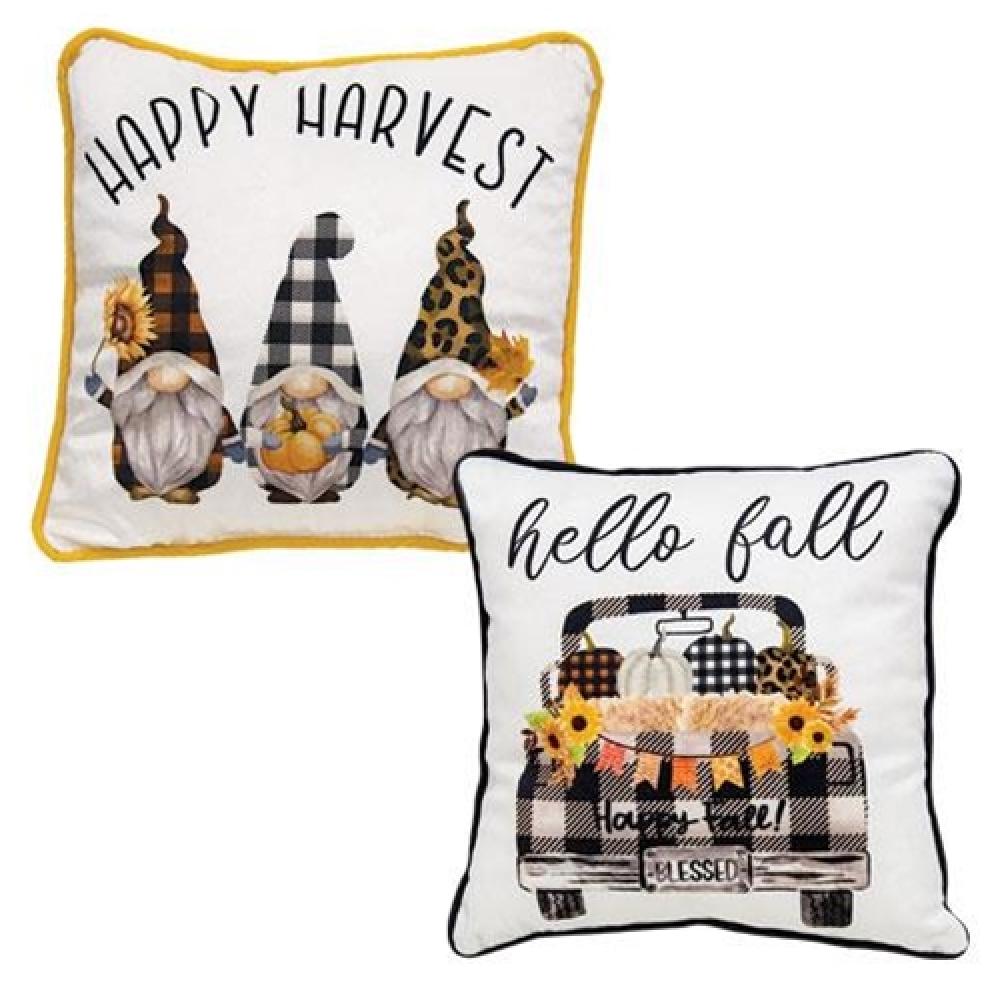Happy Harvest Fall Pillow Set of 2 - Autumn Decor Throw Pillow Covers for Couch, Sofa & Home Decor - Cozy Seasonal Farmhouse Style Accent Pillows for Thanksgiving & Fall Home Styling