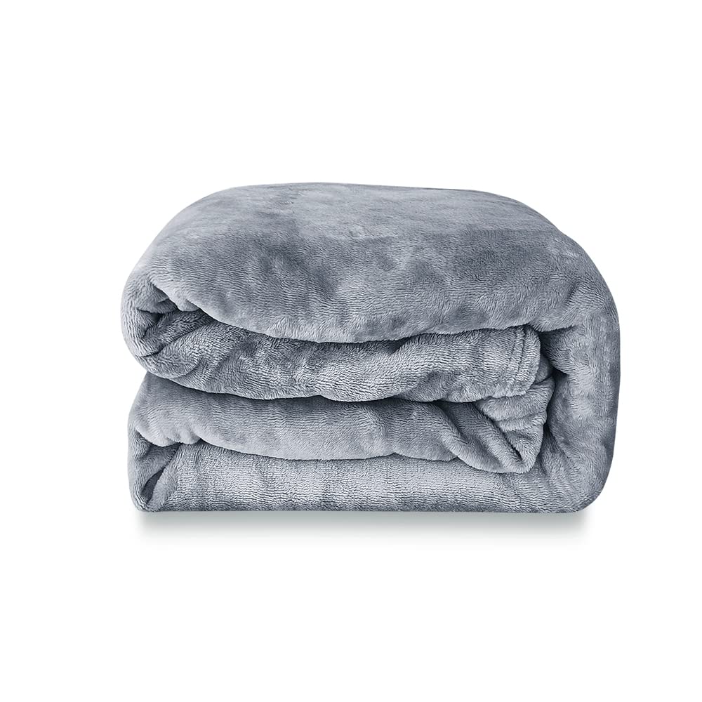 Cozy Flannel Fleece Throw Blanket - Light Grey 50