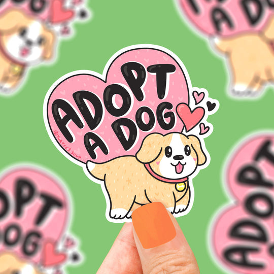 Adopt A Dog Sticker - Cute Pet Lover Decal for Laptops, Water Bottles & DIY Crafts - Perfect for Dog Adoption Gifts & Animal Shelter Support