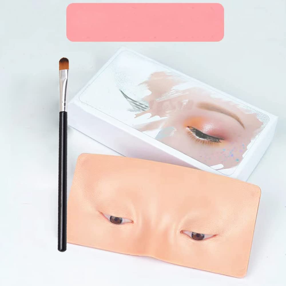 URBANMAC Silicone Makeup Practice Face Board - Professional Makeup Training Skin with Brush for Eyelash & Eyelid Practice | Perfect for Beauty School Students & Makeup Artists