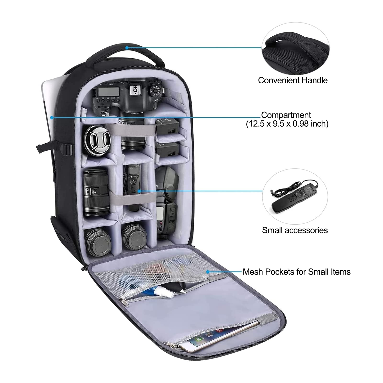 MOSISO Waterproof Camera Backpack for DSLR/SLR/Mirrorless - Hardshell Case with Tripod Holder & Laptop Compartment (Fits Canon/Nikon/Sony) - Perfect for Travel, Hiking & Outdoor Photography - Black