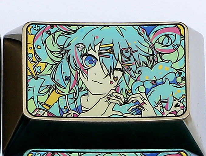 Hatsune Miku Anime Themed Titanium Alloy Custom Keycap - 1U/1.5U Mechanical Keyboard Metal Artisan Keycap for Gaming, Typing & Keyboard Decoration
