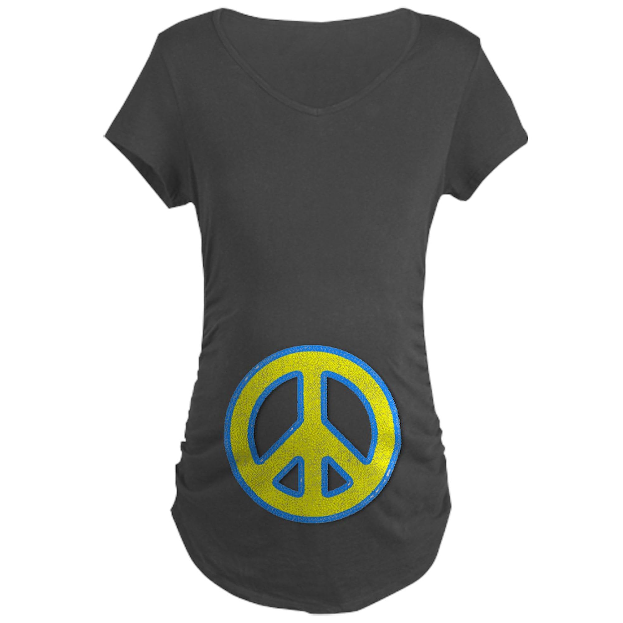 Ukraine Flag Ukrainian Pride Pea Maternity T-Shirt for Women - Ruched Side Design for Comfort & Style - Perfect for Pregnancy Announcements, Maternity Photos & Showing National Pride