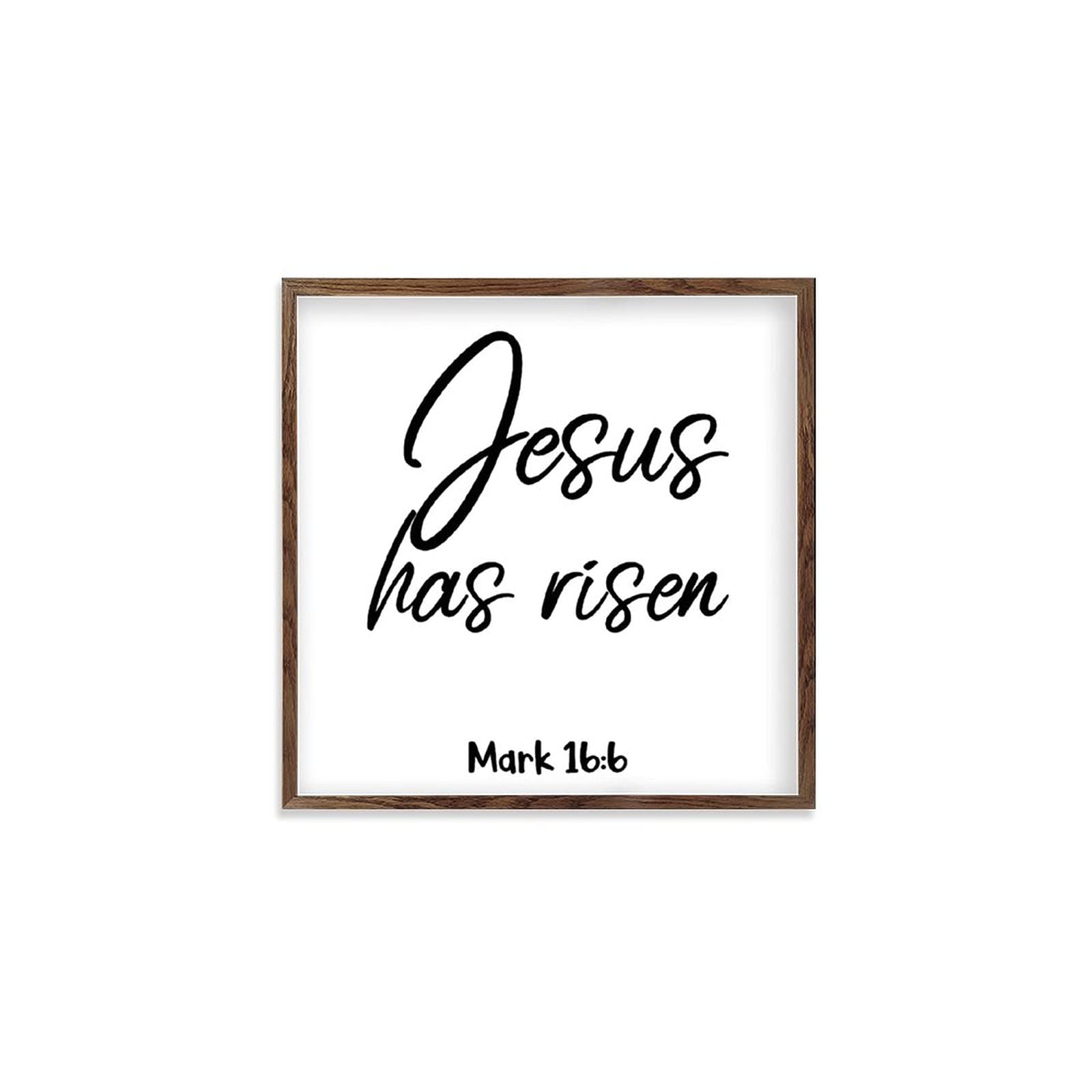 Framed Wooden Art Sign - Jesus Has Risen Bible Verse, 30x30cm for Home Decor