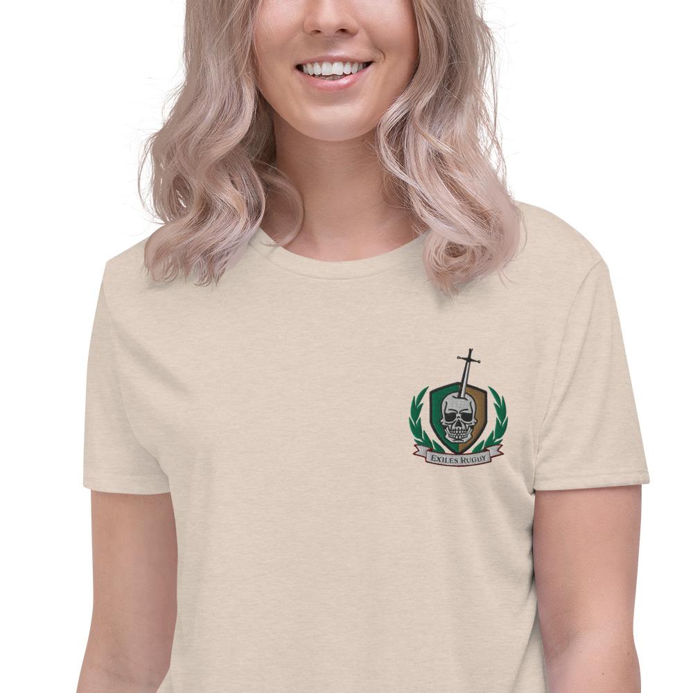 Exiles RFC Embroidered Crop Top - Women's Rugby Jersey for Training & Match - Breathable Sports Apparel for Fans & Athletes - Perfect for Game Day, Workouts & Casual Wear