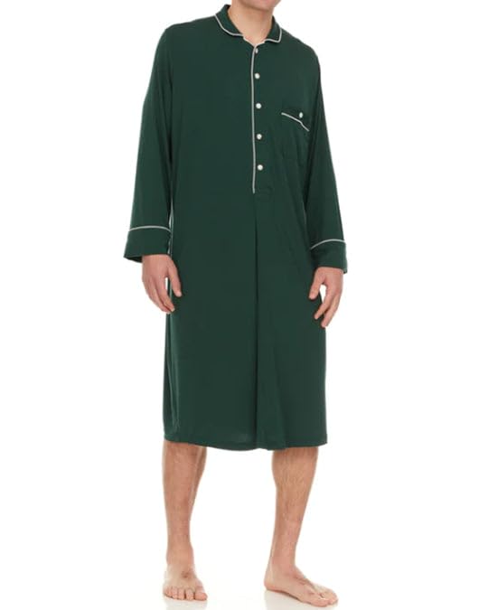 Soft Micro Modal Men's Nightshirt for Sleeping - Breathable & Comfortable Men's Nightgown - Loose Fit Sleep Shirt for Relaxing at Home or Travel