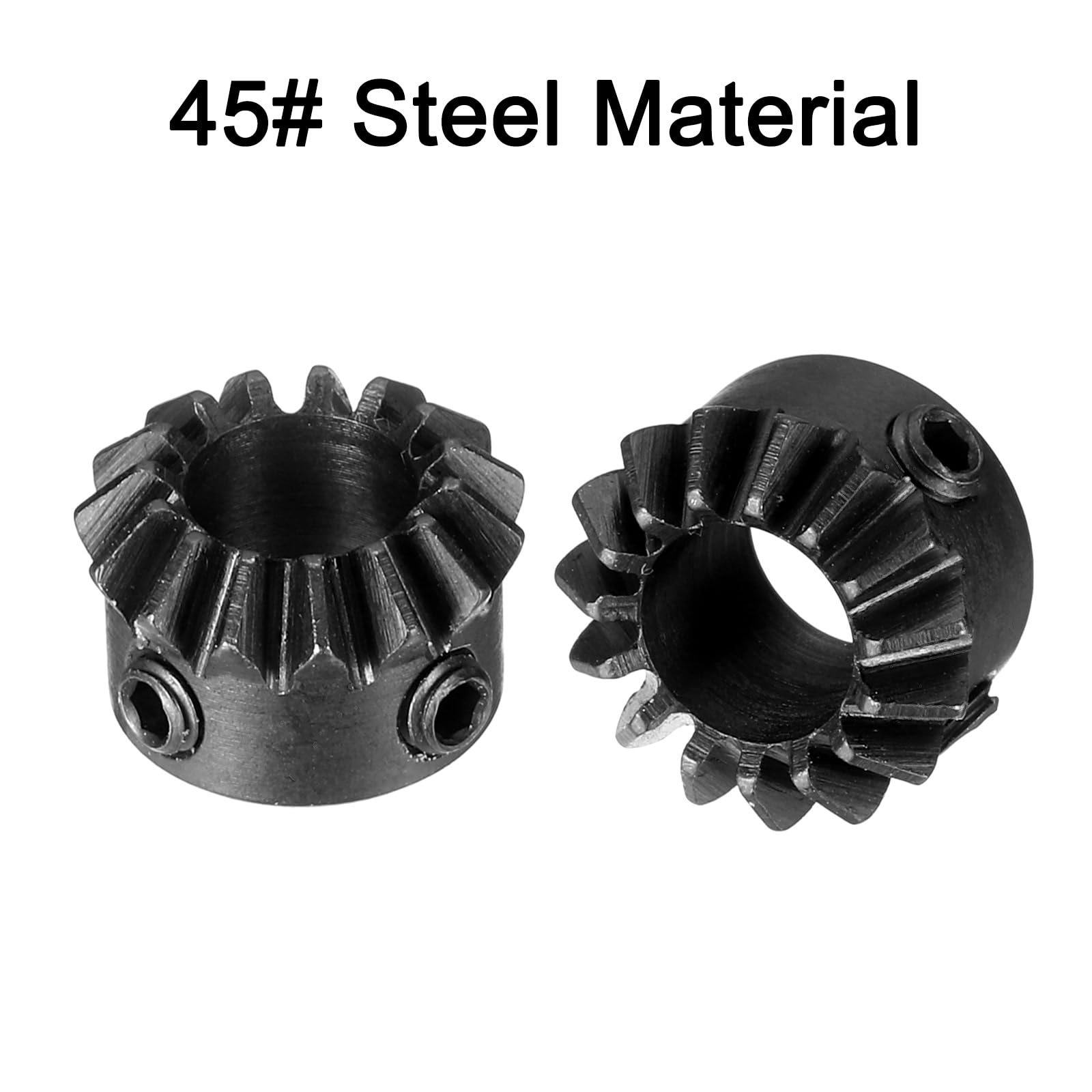 uxcell 2pcs 45# Steel Bevel Gear Set - 0.8 Module, 1:1 Reduction Ratio, 15T Teeth, 6.35mm Bore - 45 Degree Angle for Mechanical Rotation & Steering Systems | Perfect for Robotics, CNC Machines, Automotive Repairs & Industrial Hardware Applications