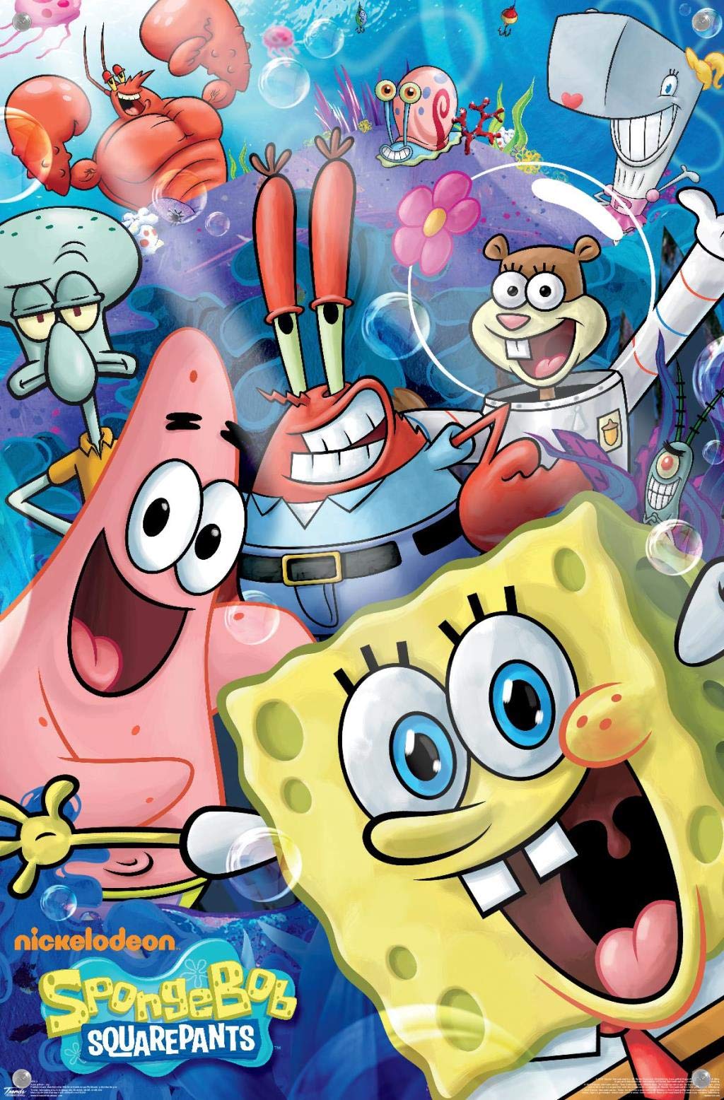 Trends International Nickelodeon SpongeBob SquarePants Joy Wall Poster - 14.72 x 22.37 Inches Premium Quality, Includes Push Pins - Perfect for Kids' Bedroom Decor, Game Room & Classroom Wall Art