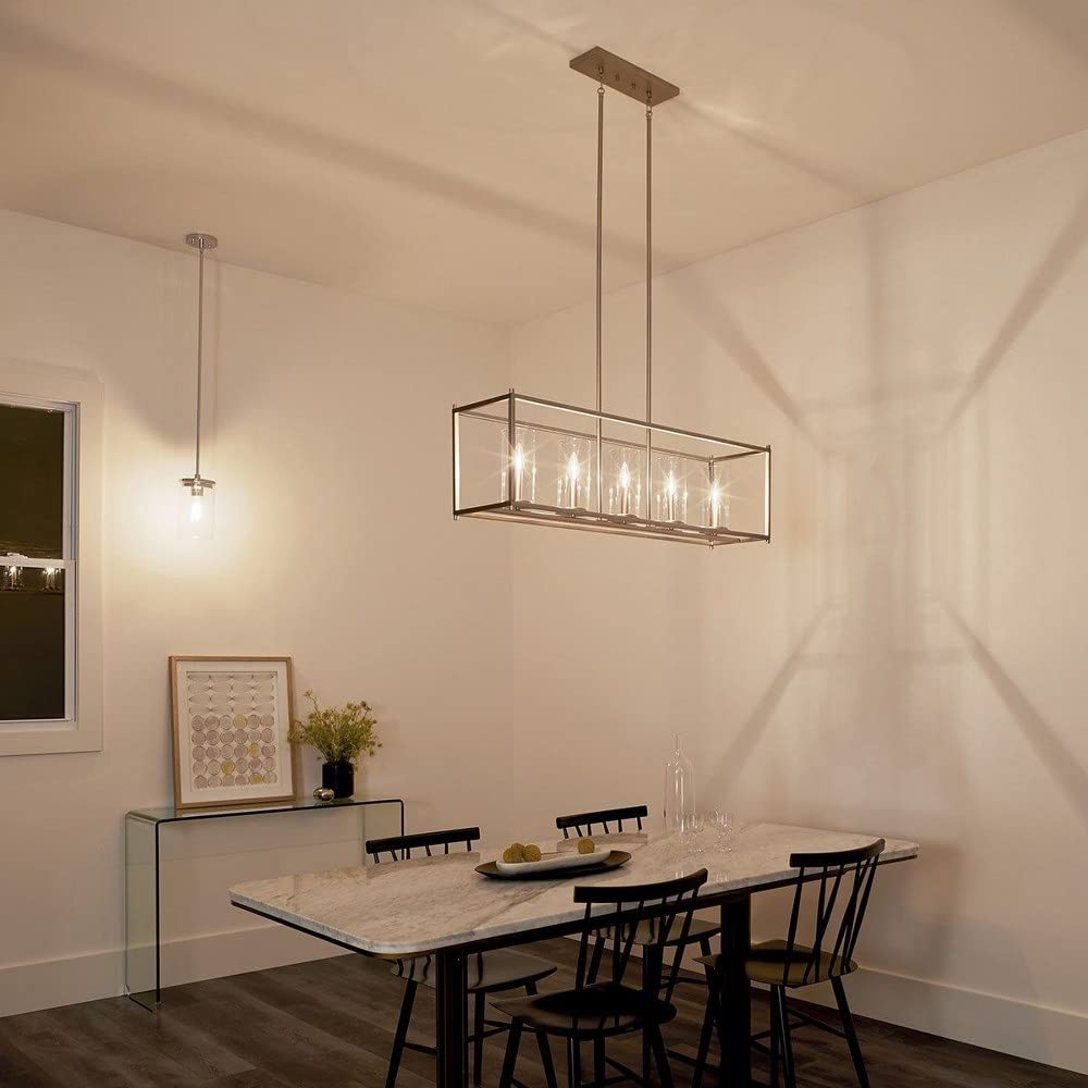 1 Light Contemporary Minimalist Mini Pendant Light Fixture with Clear Glass in Olde Bronze Finish - Perfect for Kitchen Island, Dining Room or Bedroom Lighting