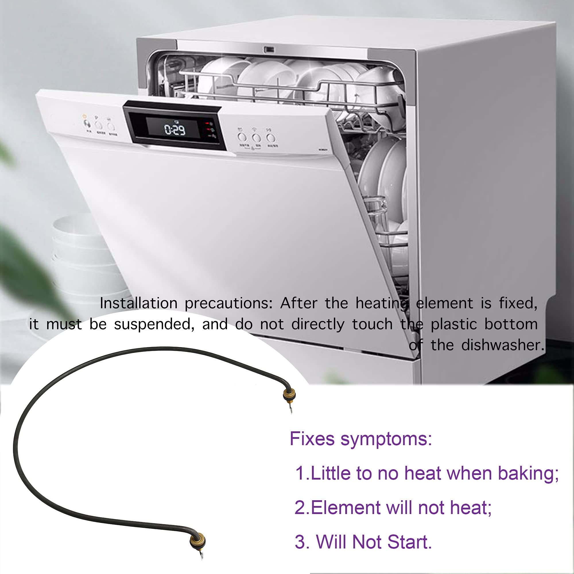 Bstinay Dishwasher Heating Element Replacement for Whirlpool Dishwasher - Compatible with Multiple Models - Durable Heater Replacement Parts - Perfect for Home Kitchen Appliance Repair