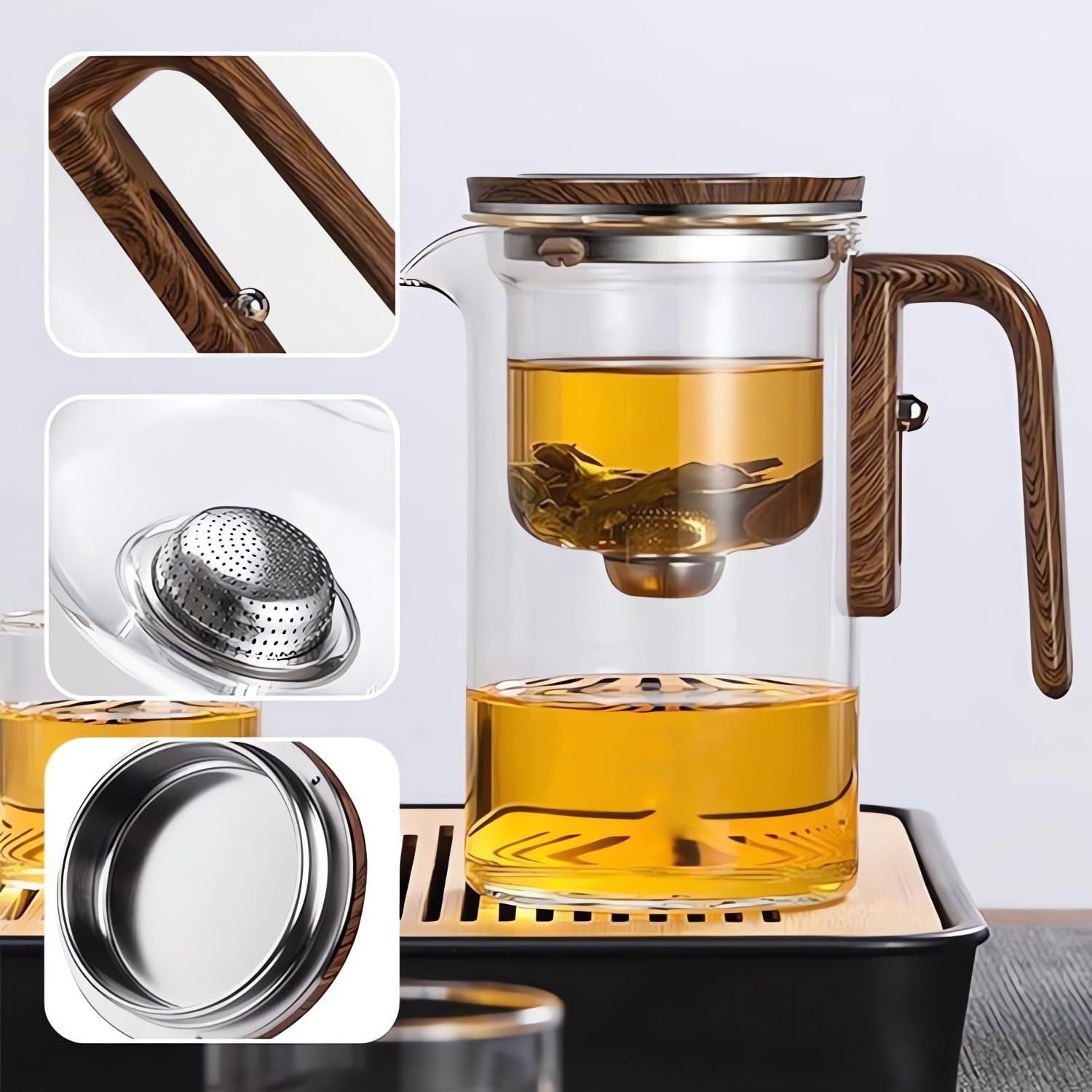 Enchanti Magic Tea Pot 2-in-1 with Strainer - 17/25oz (720ml) Clear Classic Witchcraft Teapot for Tea Lovers - Perfect for Home Brewing, Tea Parties & Witchy Aesthetic Decor