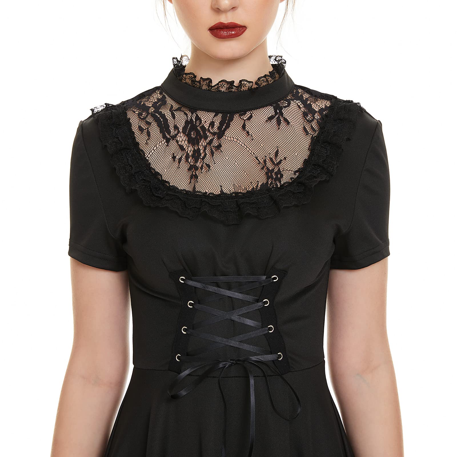 Gothic Lace-up Dress for Women - Vintage Grunge Little Black Dress | Gothic Fashion, Halloween Costume, Party Wear, Dark Aesthetic Outfit