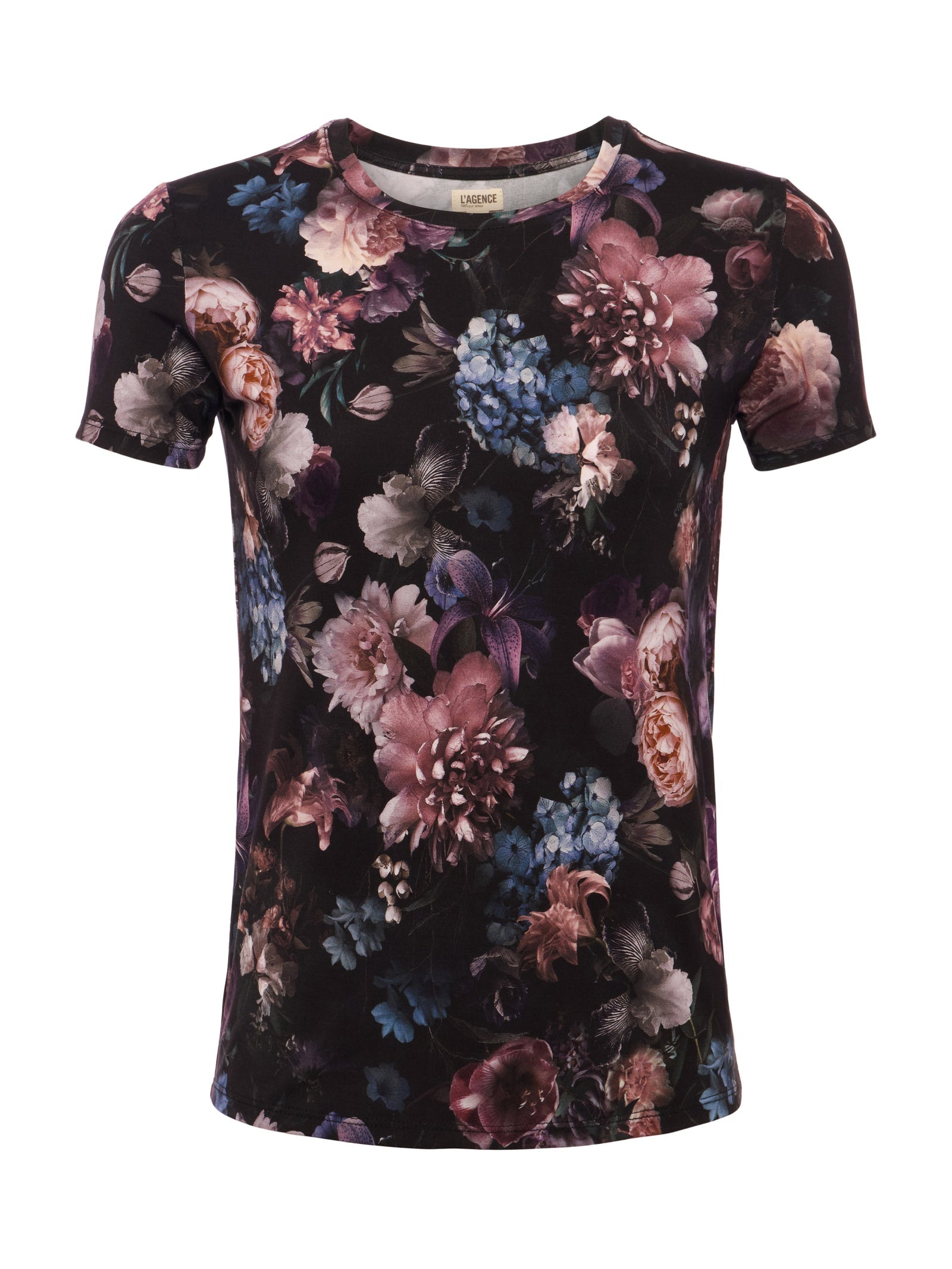 L'Agence Ressi Fitted Crew Neck T-Shirt for Women | Soft Cotton Slim Fit Basic Tee | Perfect for Casual Wear, Layering & Everyday Outfits
